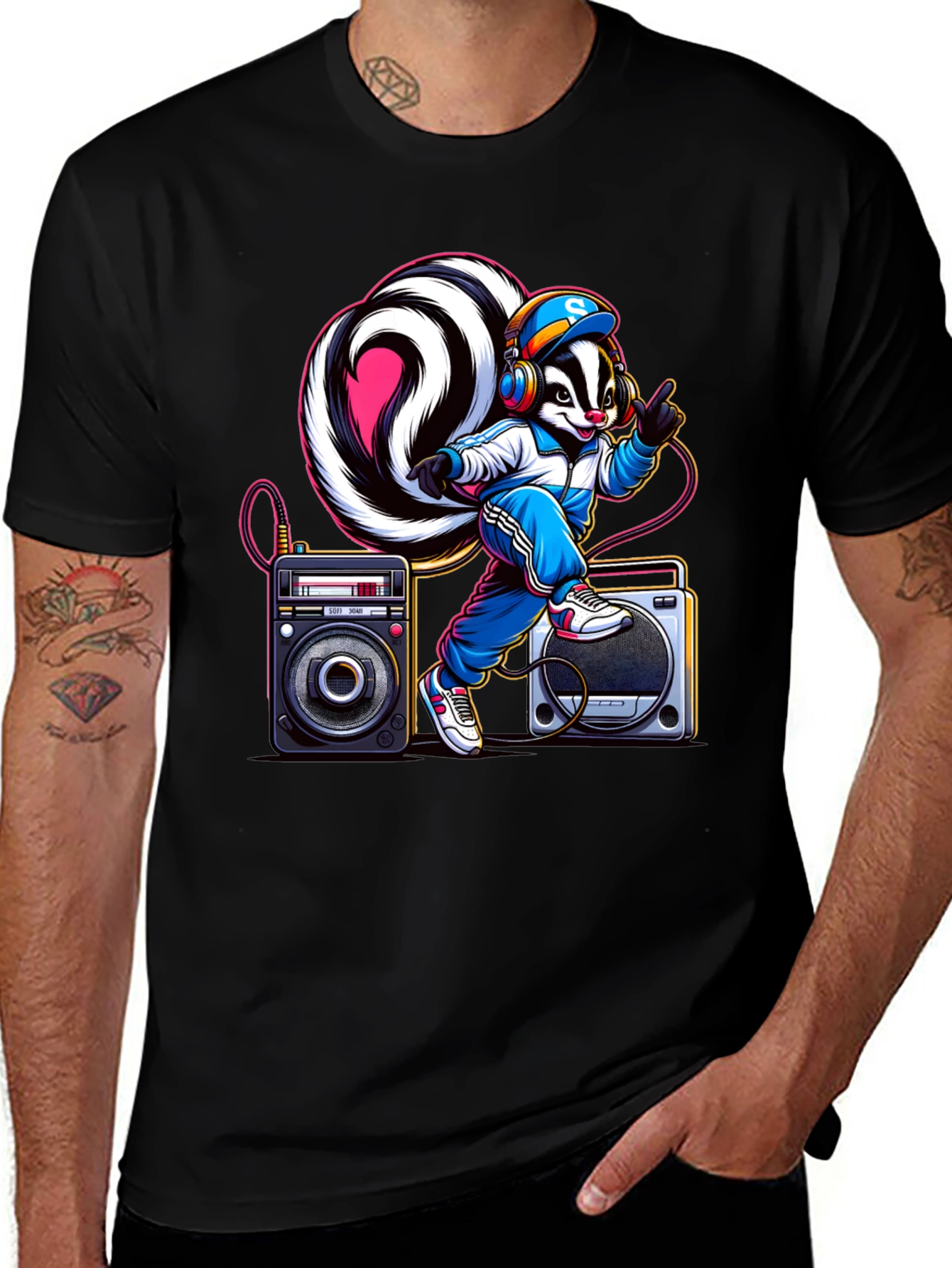 Variant 11 of Cool Skunk DJ Graphic T-Shirt