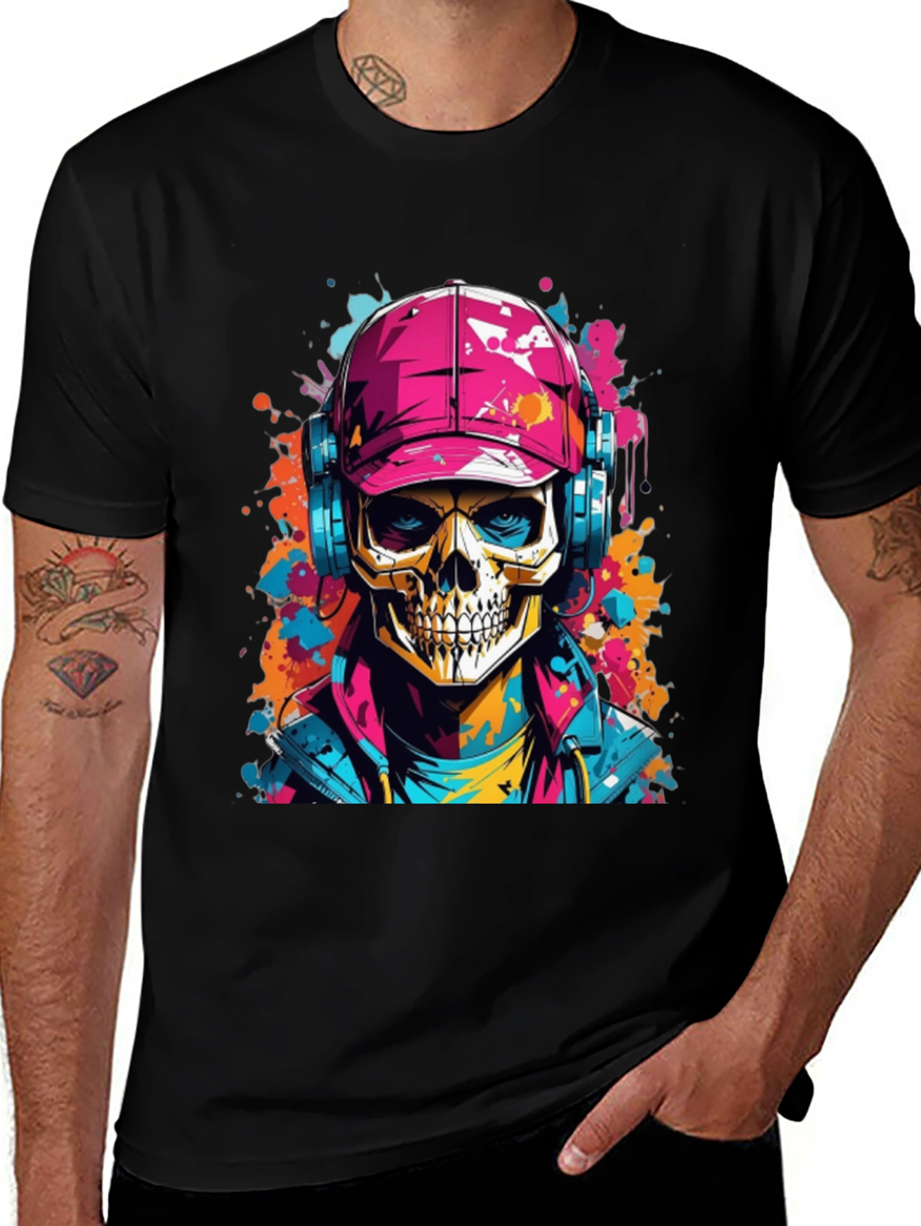 Variant 4 of Skull with Headphones Graphic T-Shirt