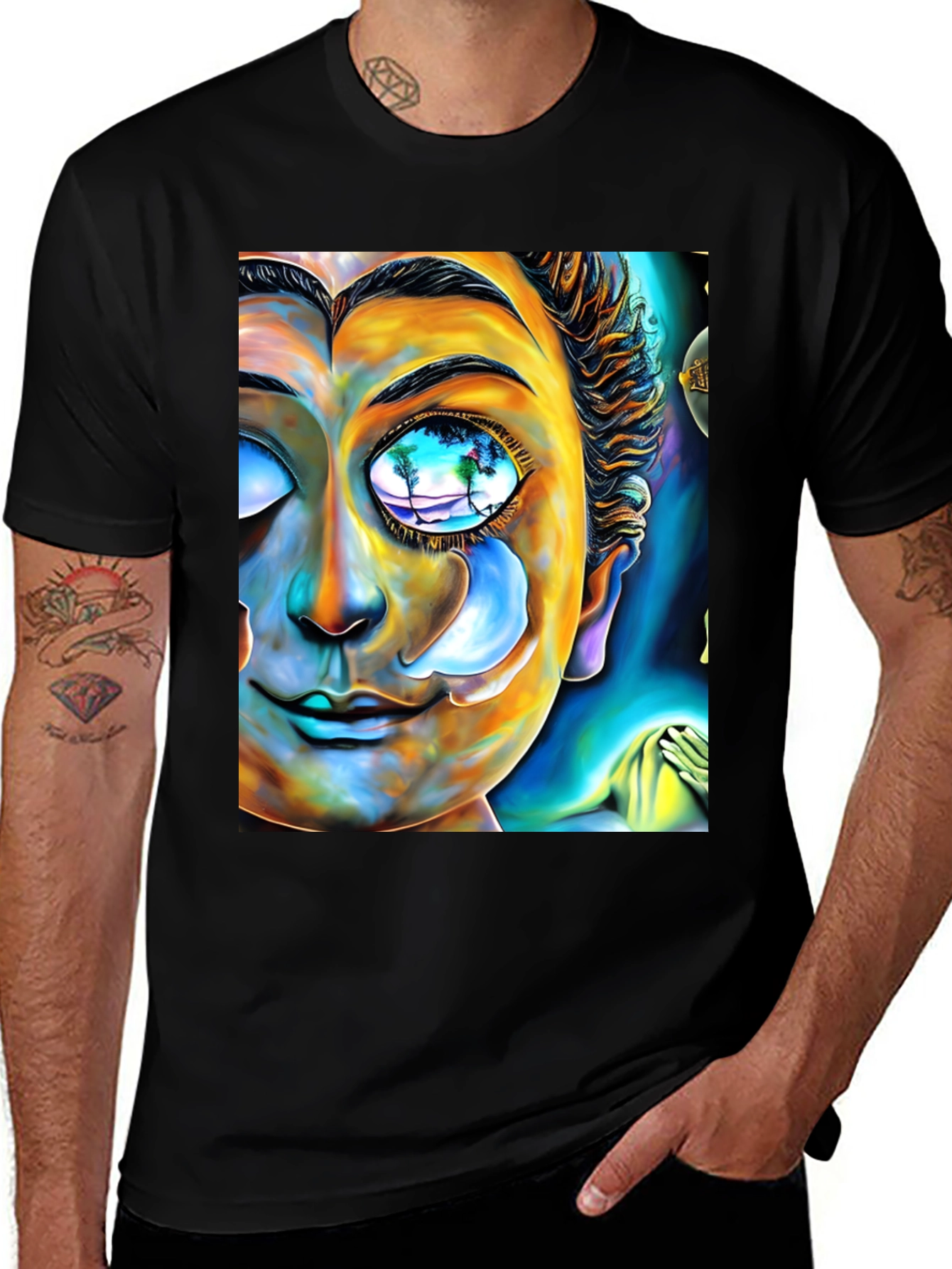Variant 13 of Abstract Buddha Face Graphic Tee - Unique Artistic Design