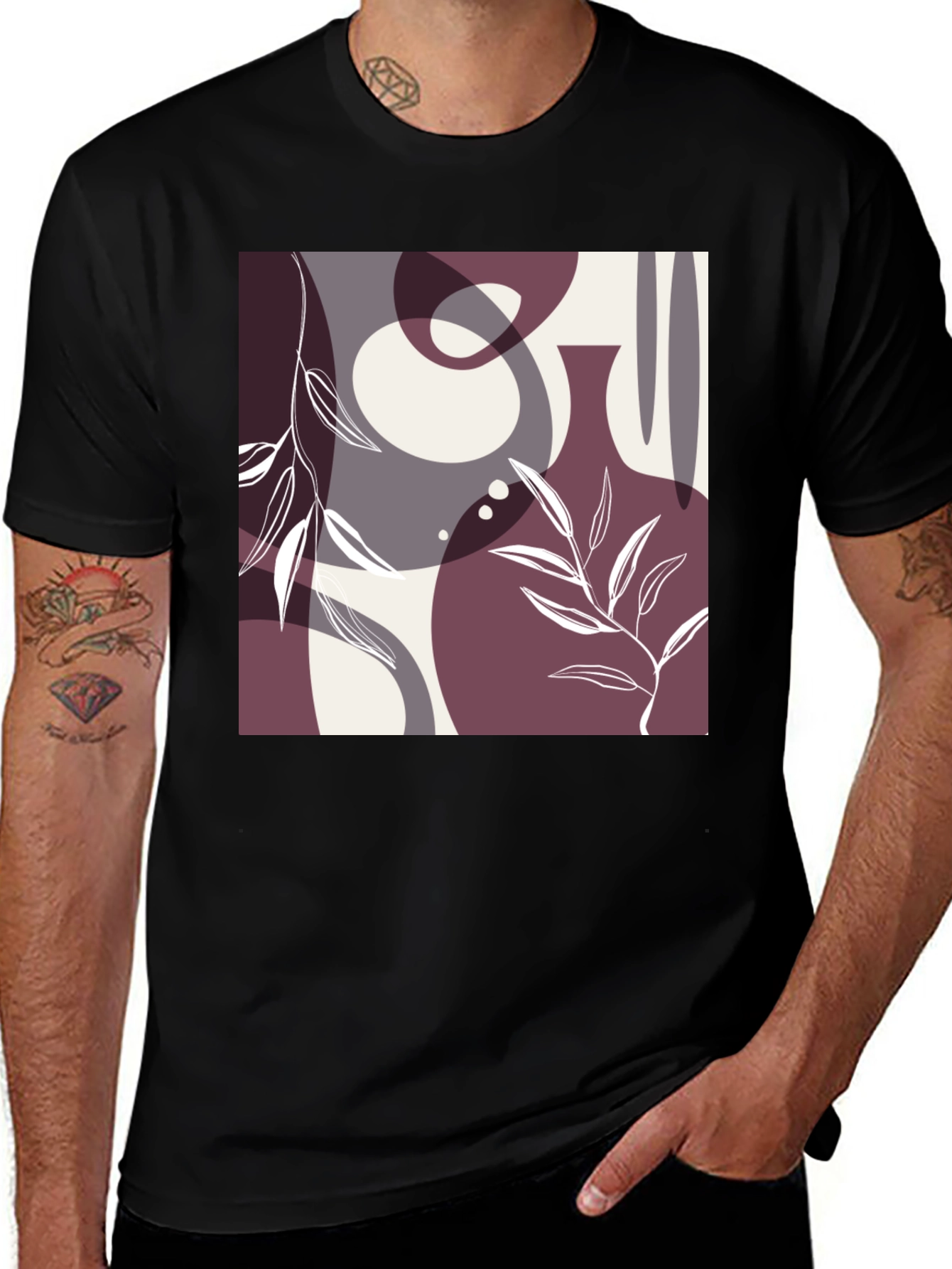 Variant 2 of Abstract Graphic Print Black Cotton T-Shirt