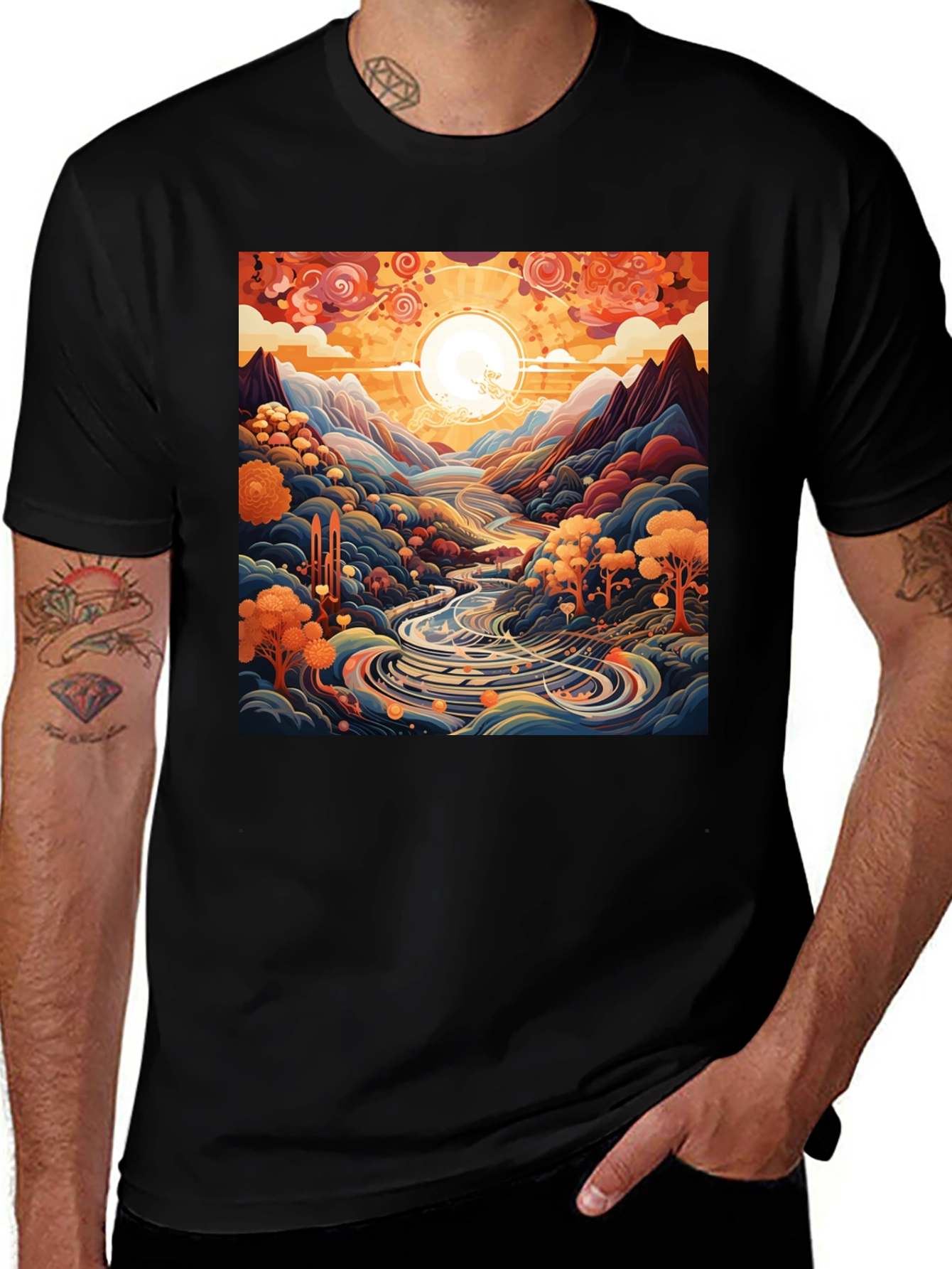 Variant 26 of Artistic River Landscape Graphic Tee