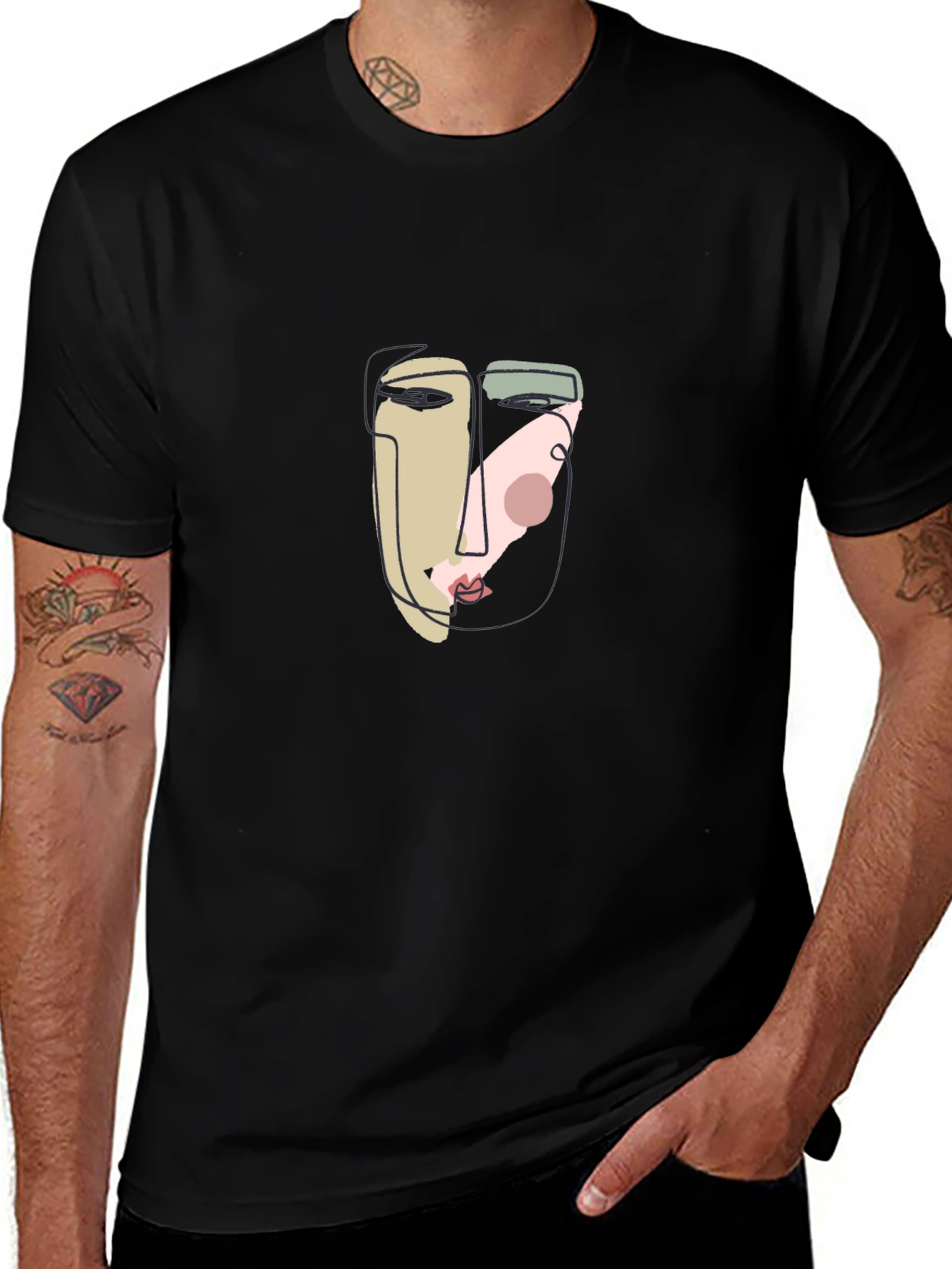 Variant 22 of Abstract Face Graphic Tee - Unisex Cotton T-Shirt
