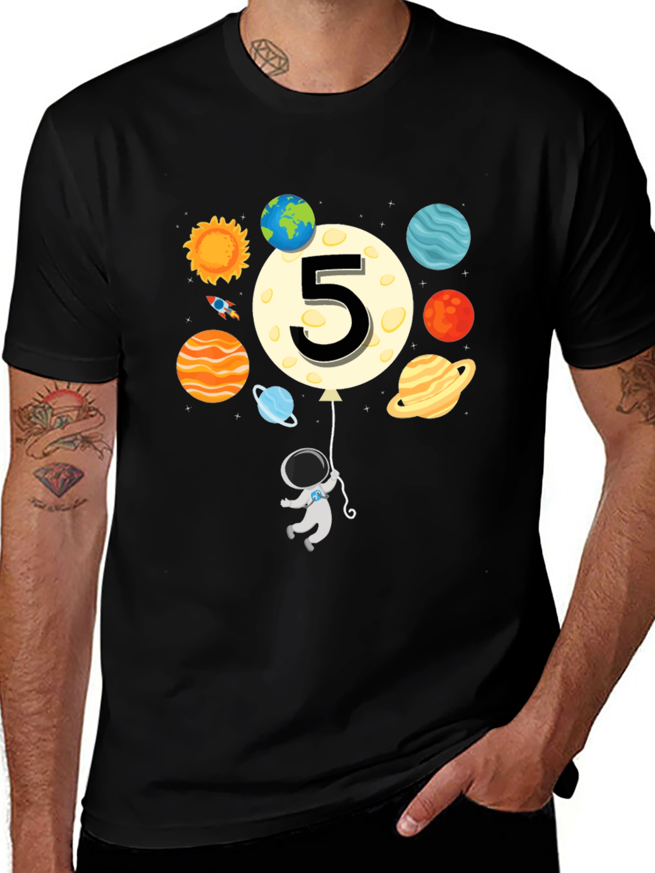 Variant 6 of 5th Birthday Astronaut T-Shirt - Outer Space Party