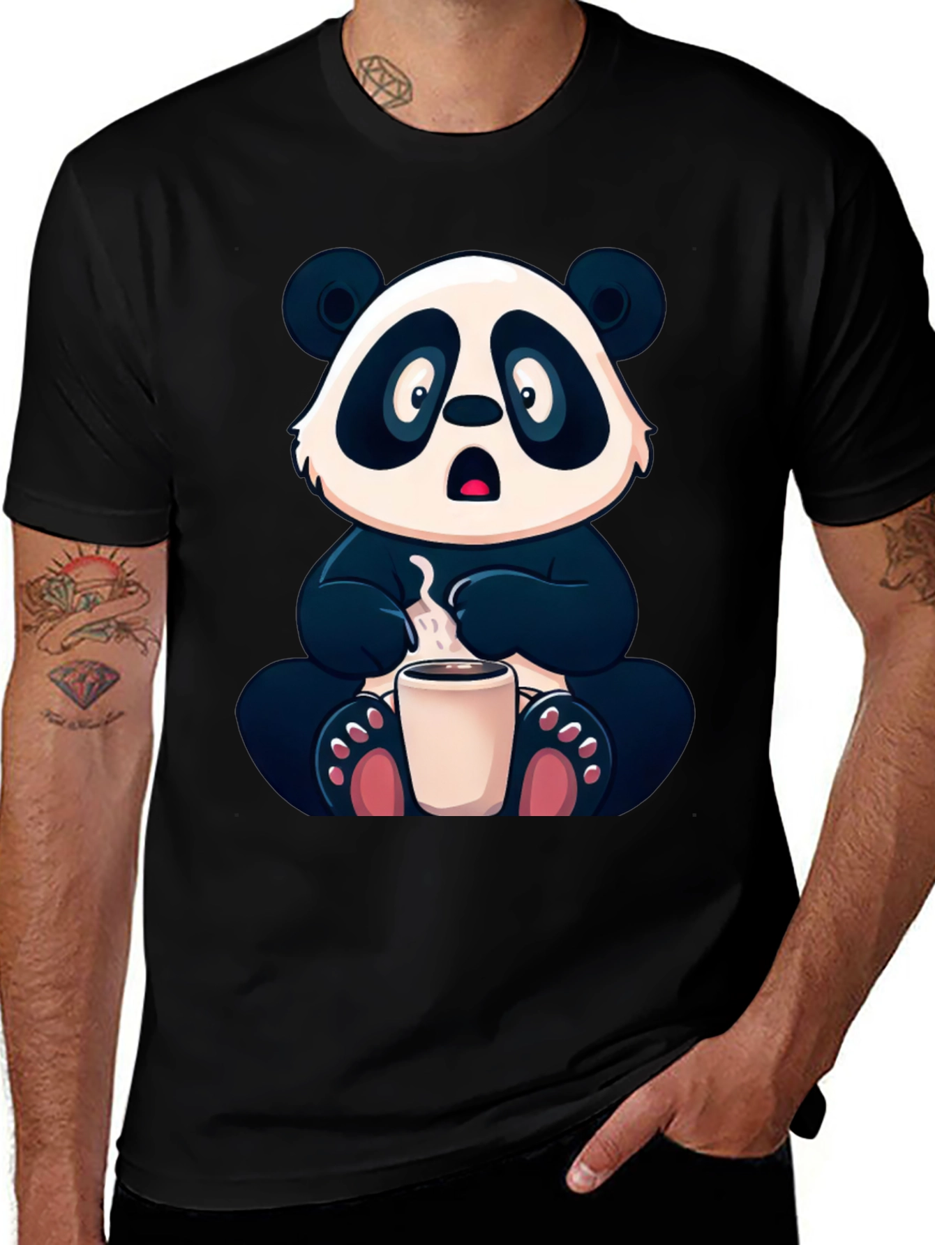 Variant 2 of Cute Panda Bear Coffee Lover Graphic Tee