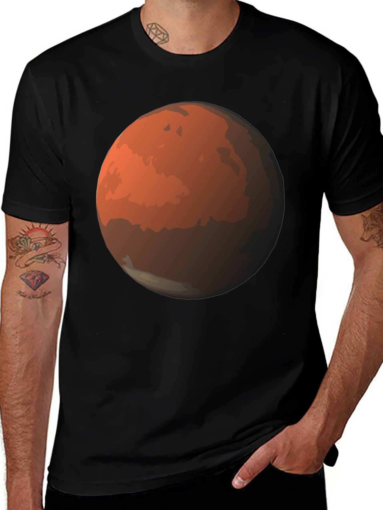 Mars Graphic Print Black T-Shirt