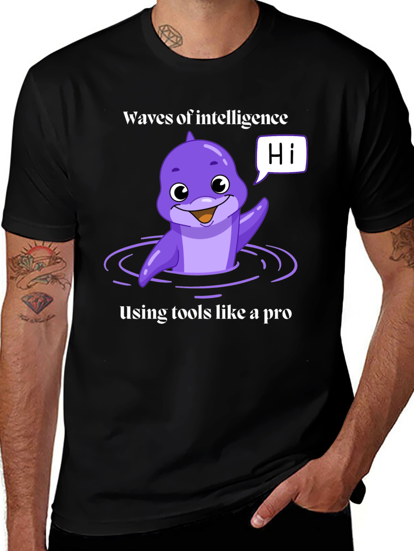 Variant 22 of Waves of Intelligence Dolphin Tee