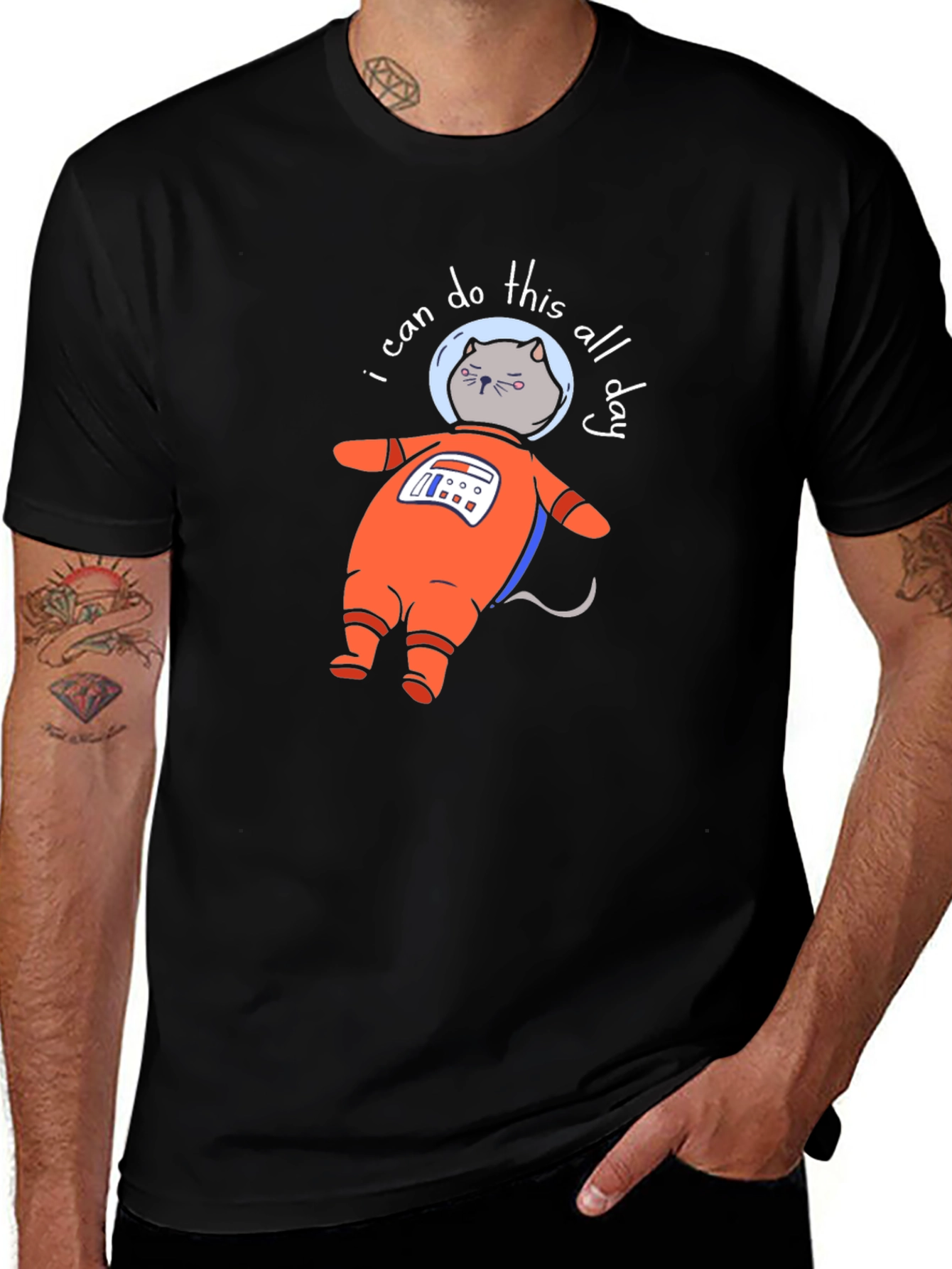 Variant 7 of Astronaut Cat T-Shirt - I Can Do This All Day