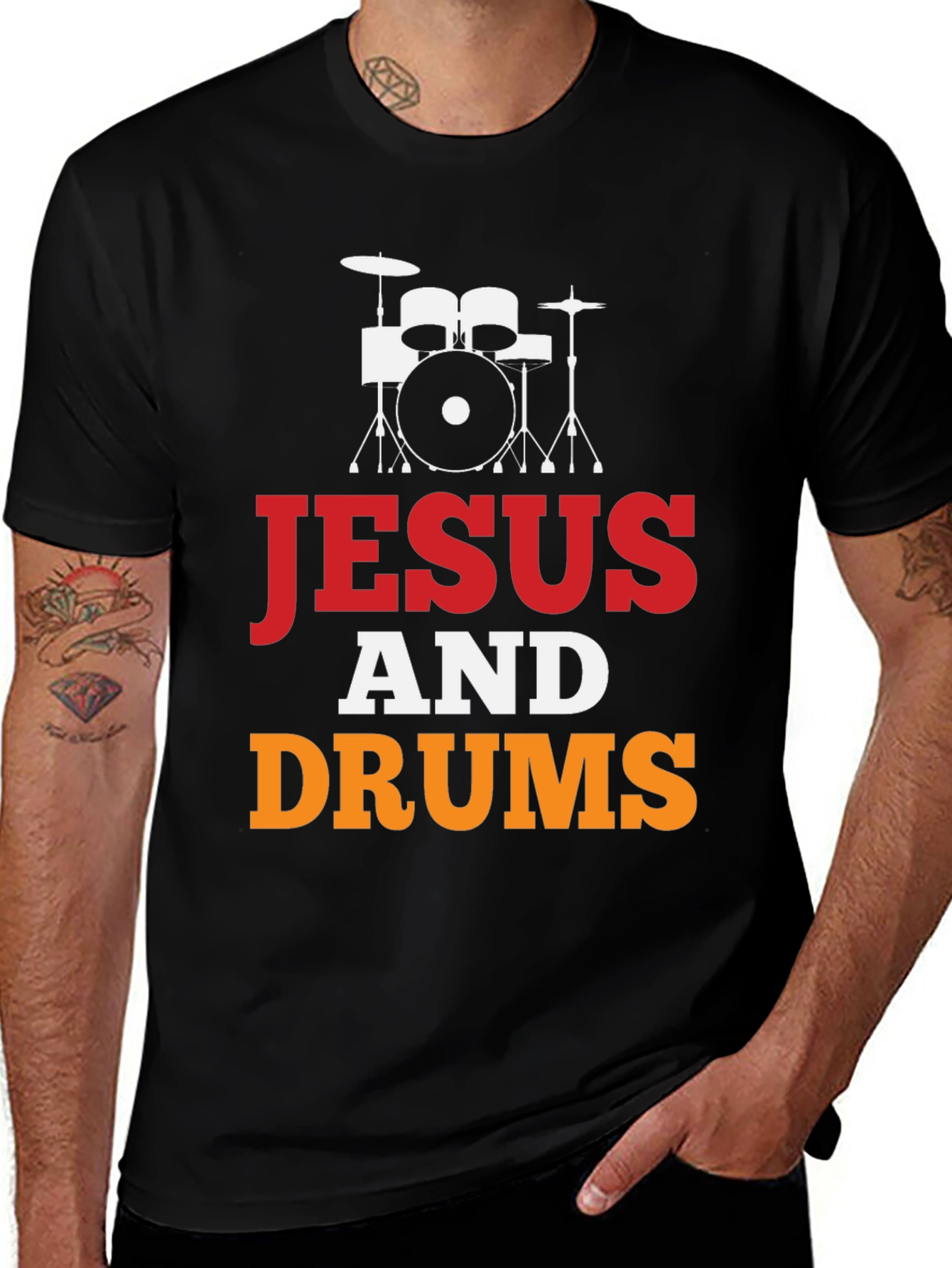 Jesus and Drums Graphic Tee | Christian Drummer T-Shirt