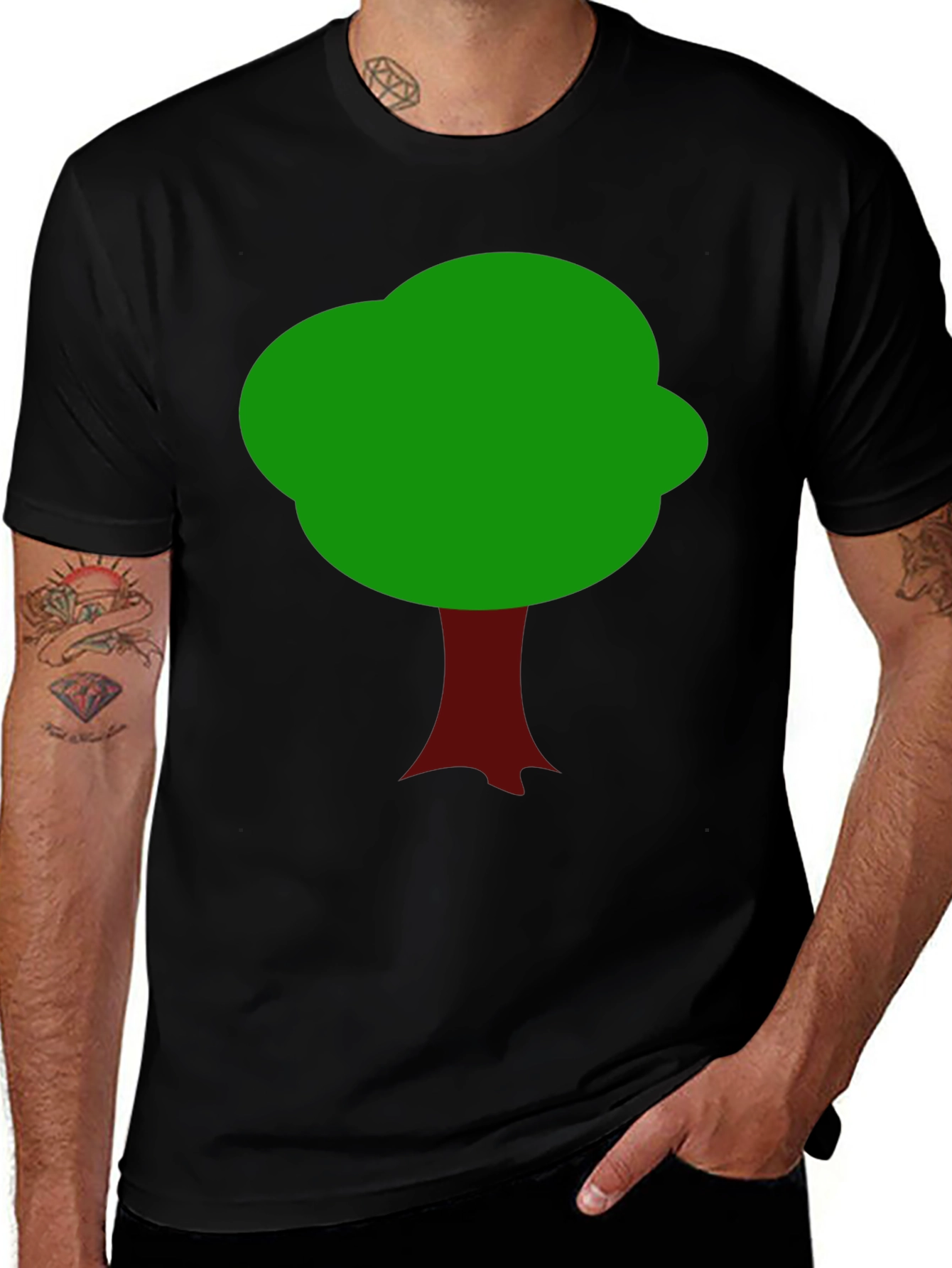 Variant 7 of Black T-Shirt with Green Tree Graphic