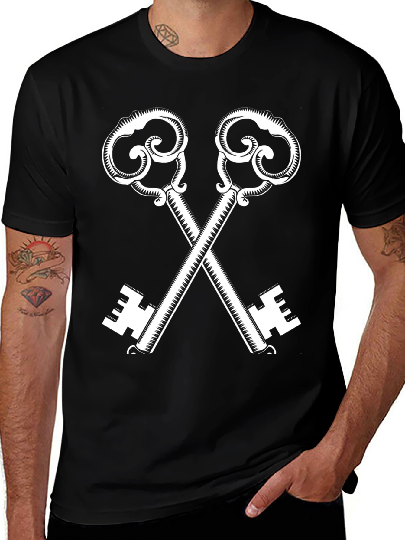 Variant 27 of Crossed Keys Graphic Tee - Unlock Your Style!