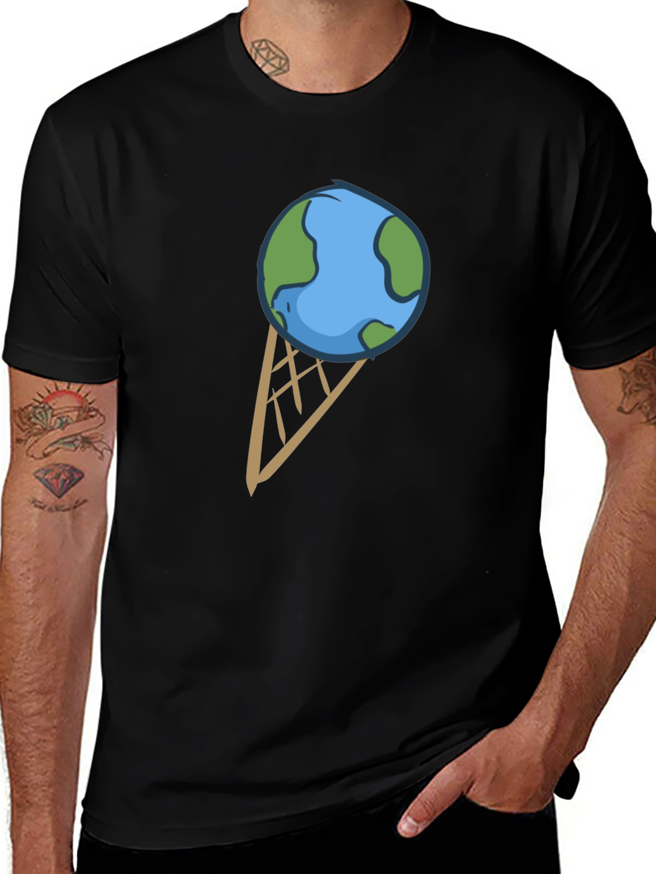 Variant 18 of Earth Ice Cream Cone Graphic T-Shirt