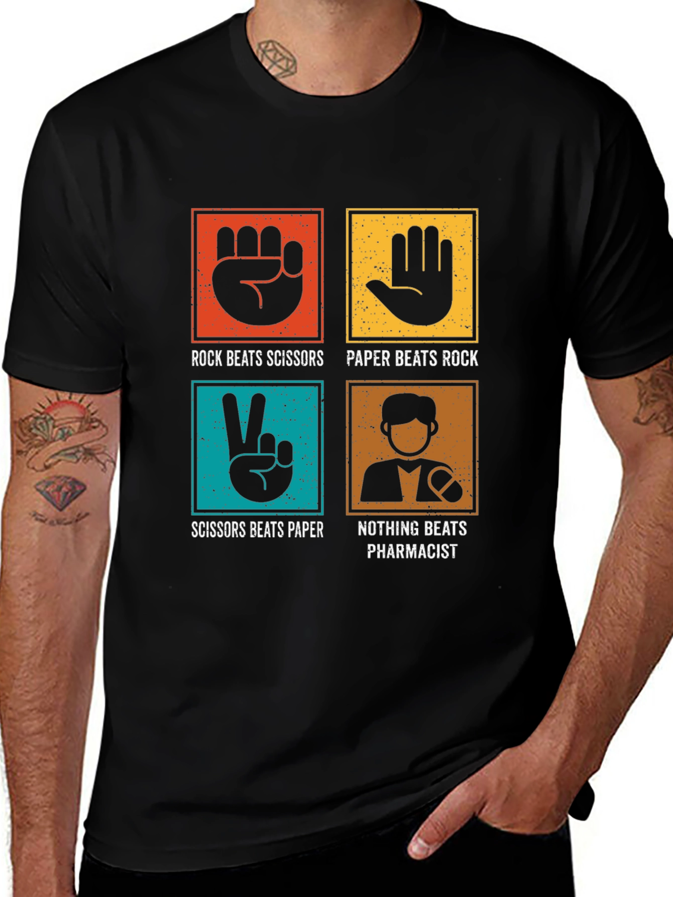 Variant 13 of Rock Paper Scissors Pharmacist Graphic Tee