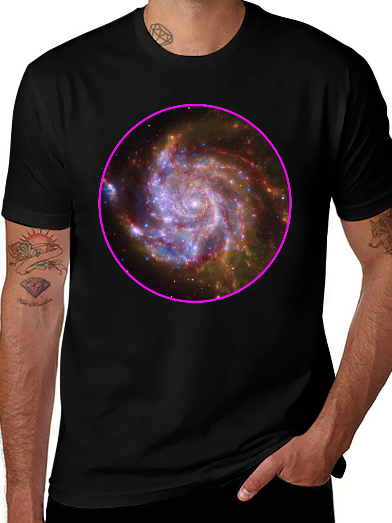 Black Galaxy Print Black T-Shirt main image