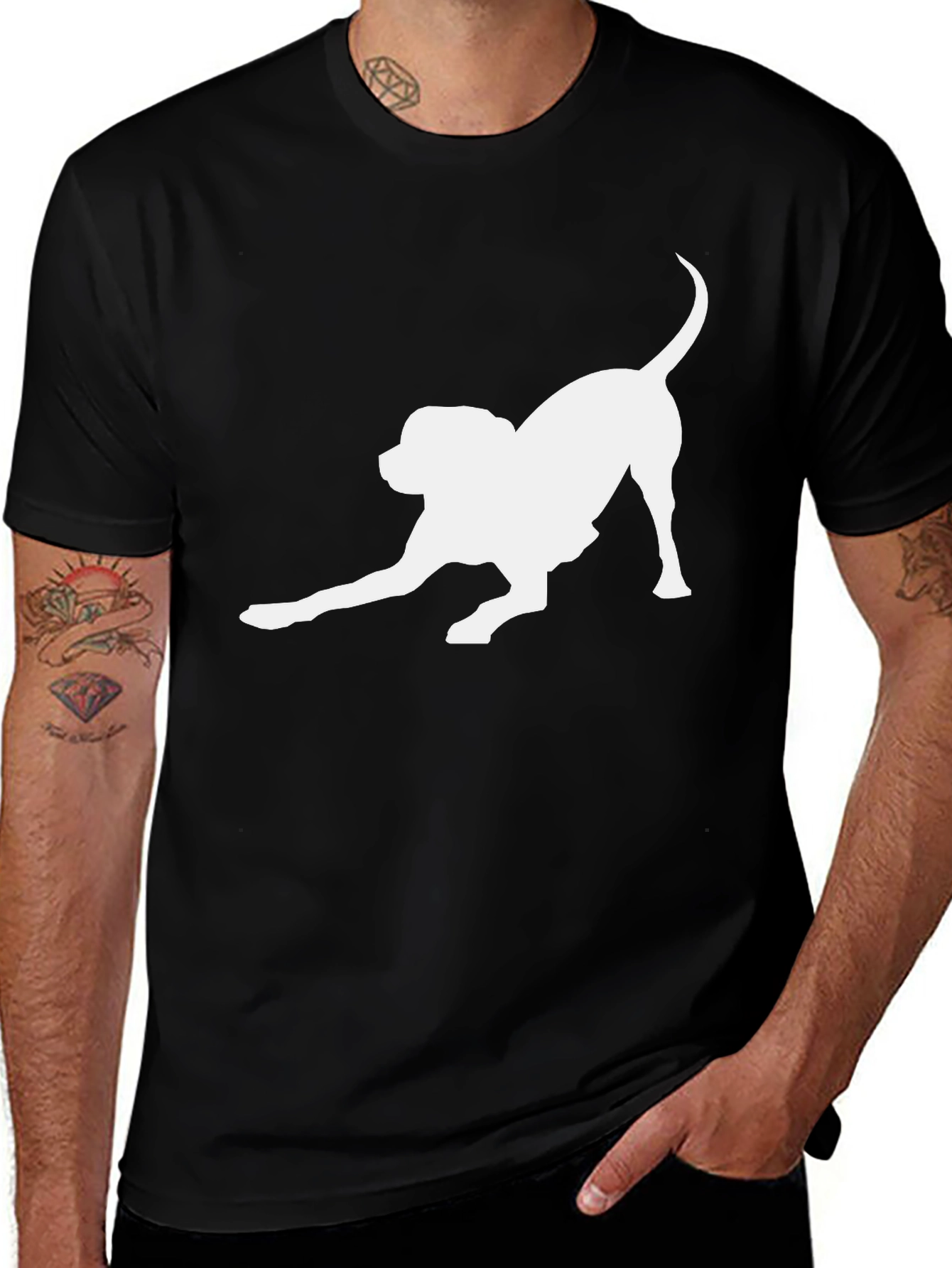 Dog Lover T-Shirt - Playful Pup Silhouette