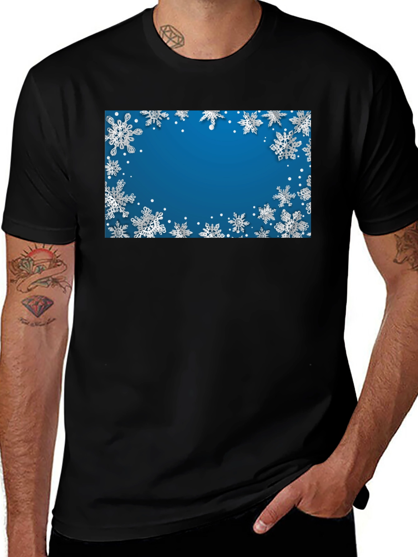 Variant 2 of Snowflake Frame Black T-Shirt