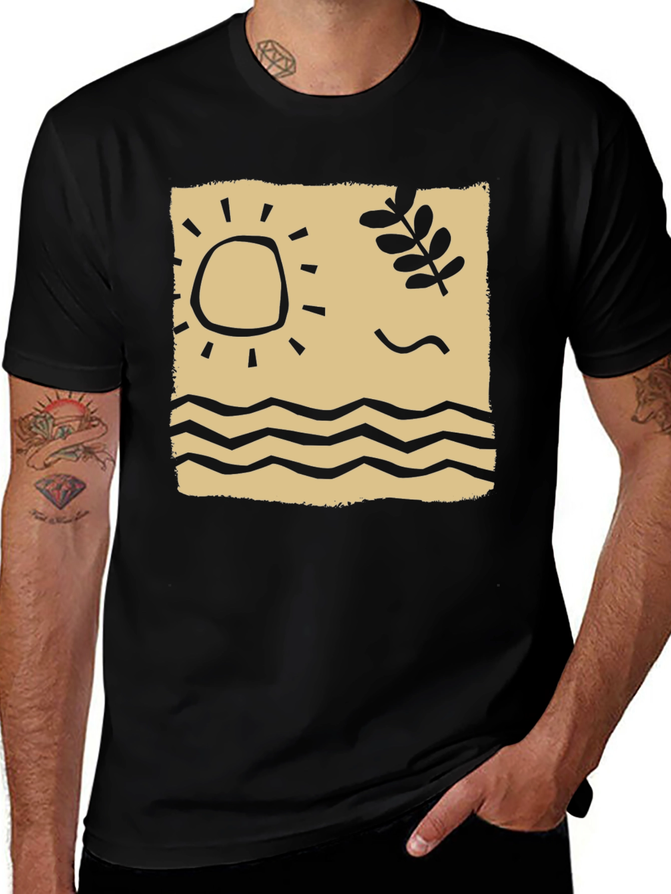 Variant 27 of Retro Beach Graphic T-Shirt, Black