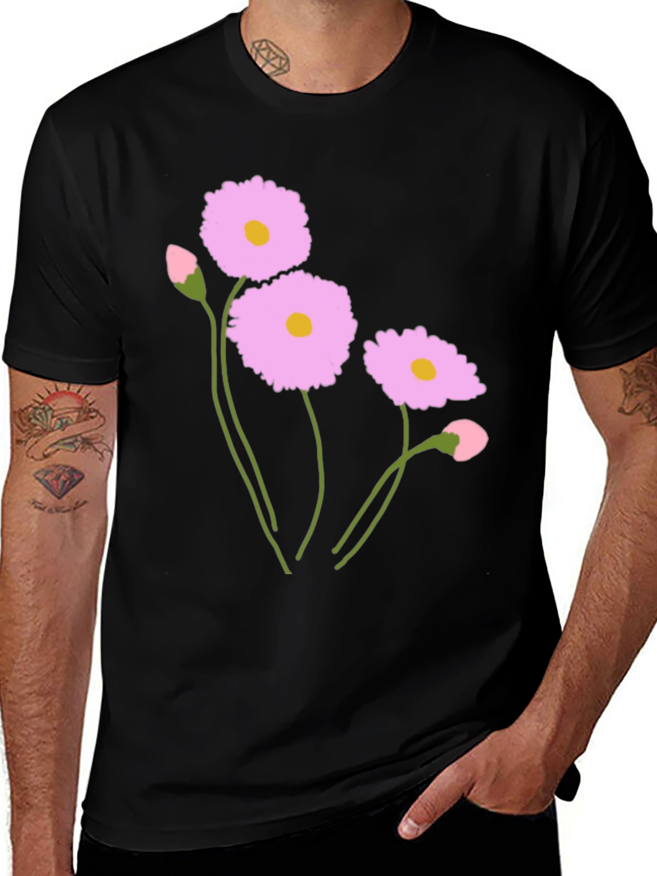Variant 5 of Floral Graphic Print Crew Neck T-Shirt