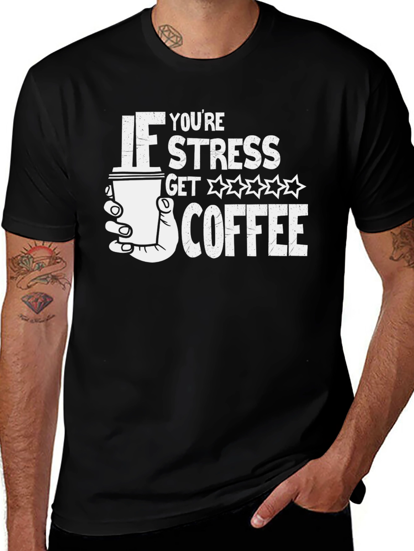 Variant 25 of Funny Coffee Lover T-Shirt - If You're Stress Get Coffee