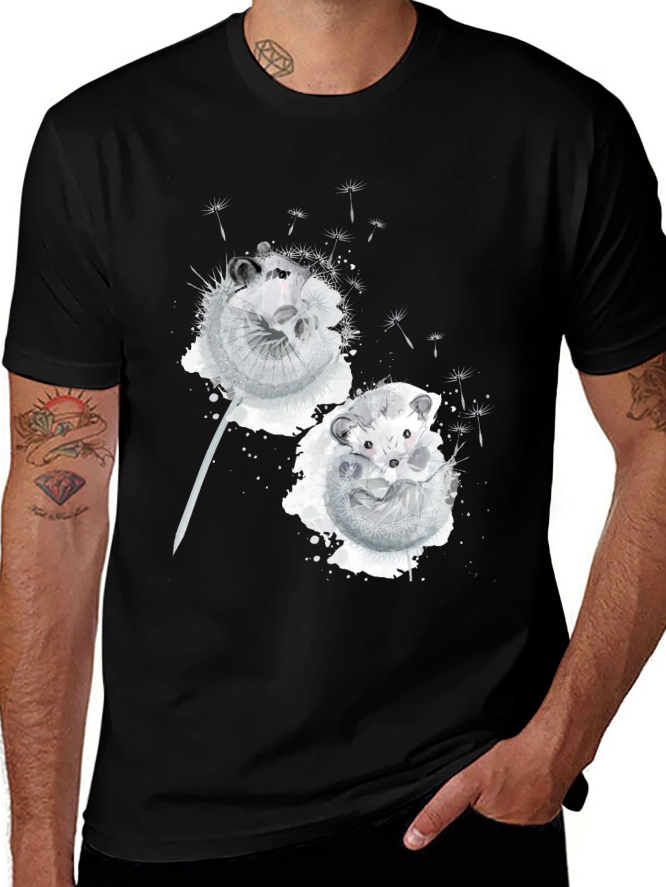 Variant 22 of Hedgehog Dandelion T-Shirt - Unique Graphic Tee
