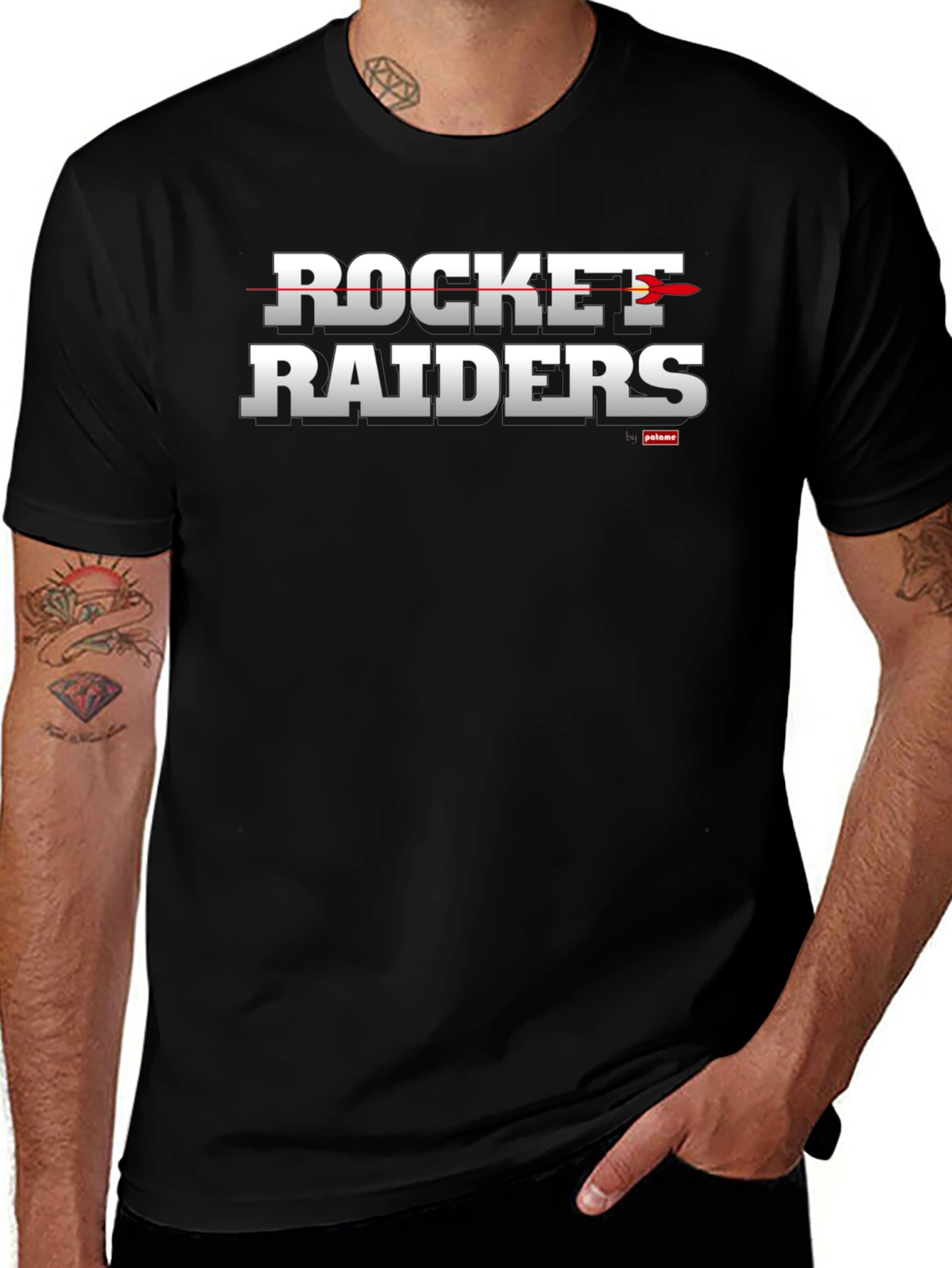 Rocket Raiders Black Cotton Graphic T-Shirt