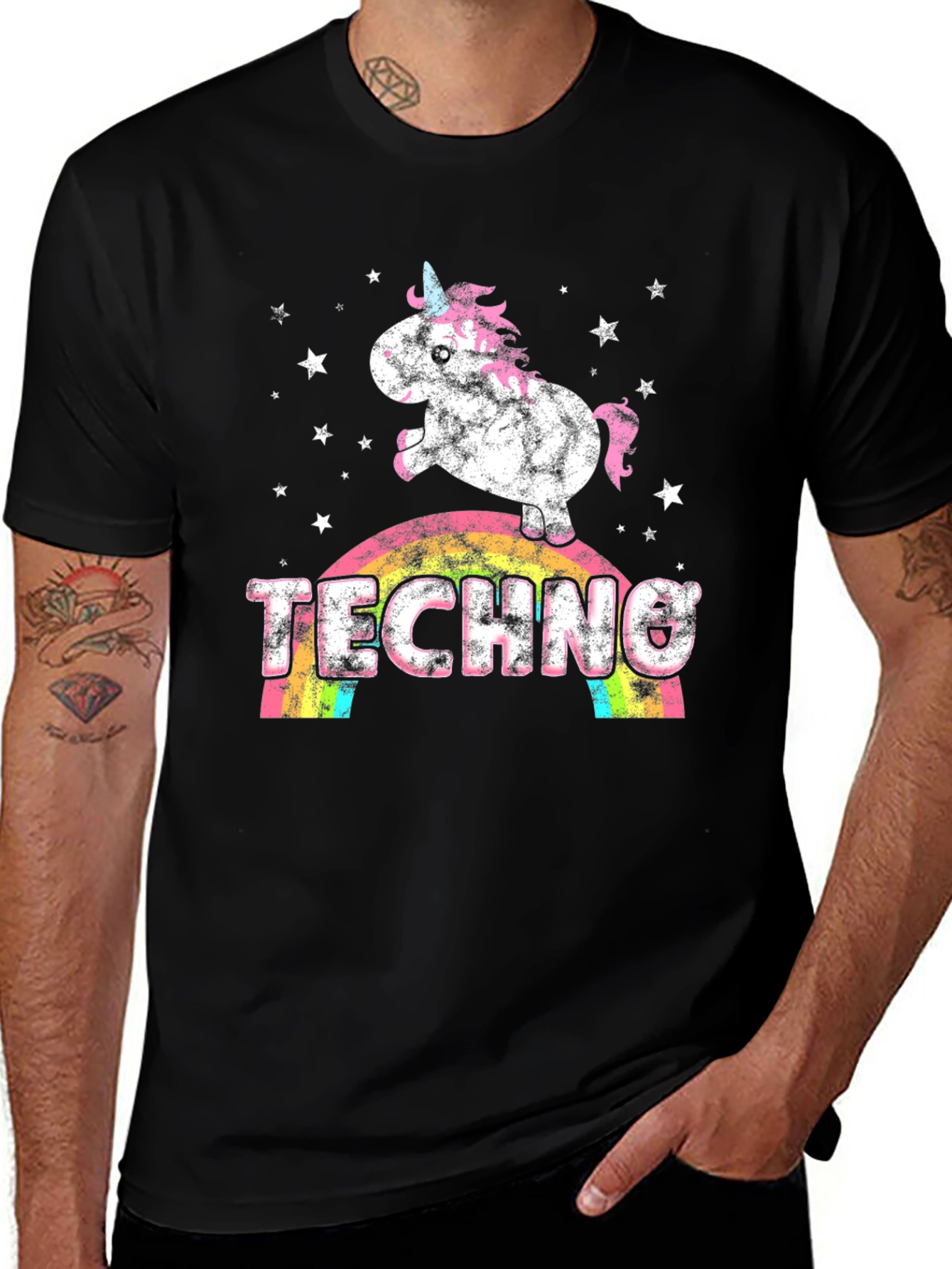 Variant 11 of Techno Unicorn Graphic Tee - Black