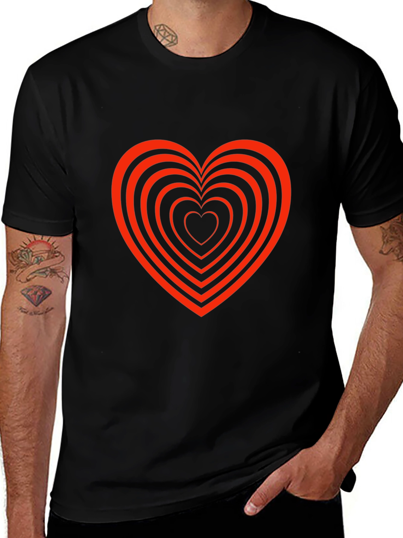 Variant 9 of Heart Tunnel Graphic Tee - Stylish Black T-Shirt