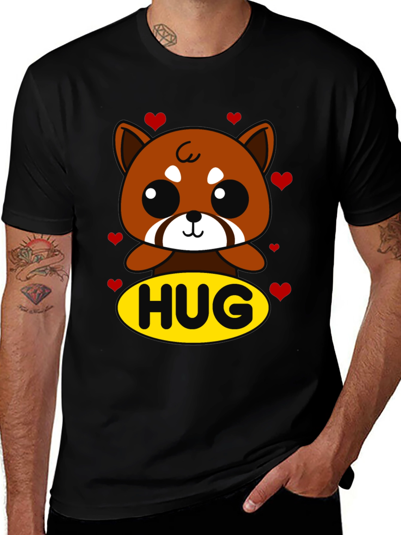 Variant 26 of Cute Red Panda Hug Graphic T-Shirt