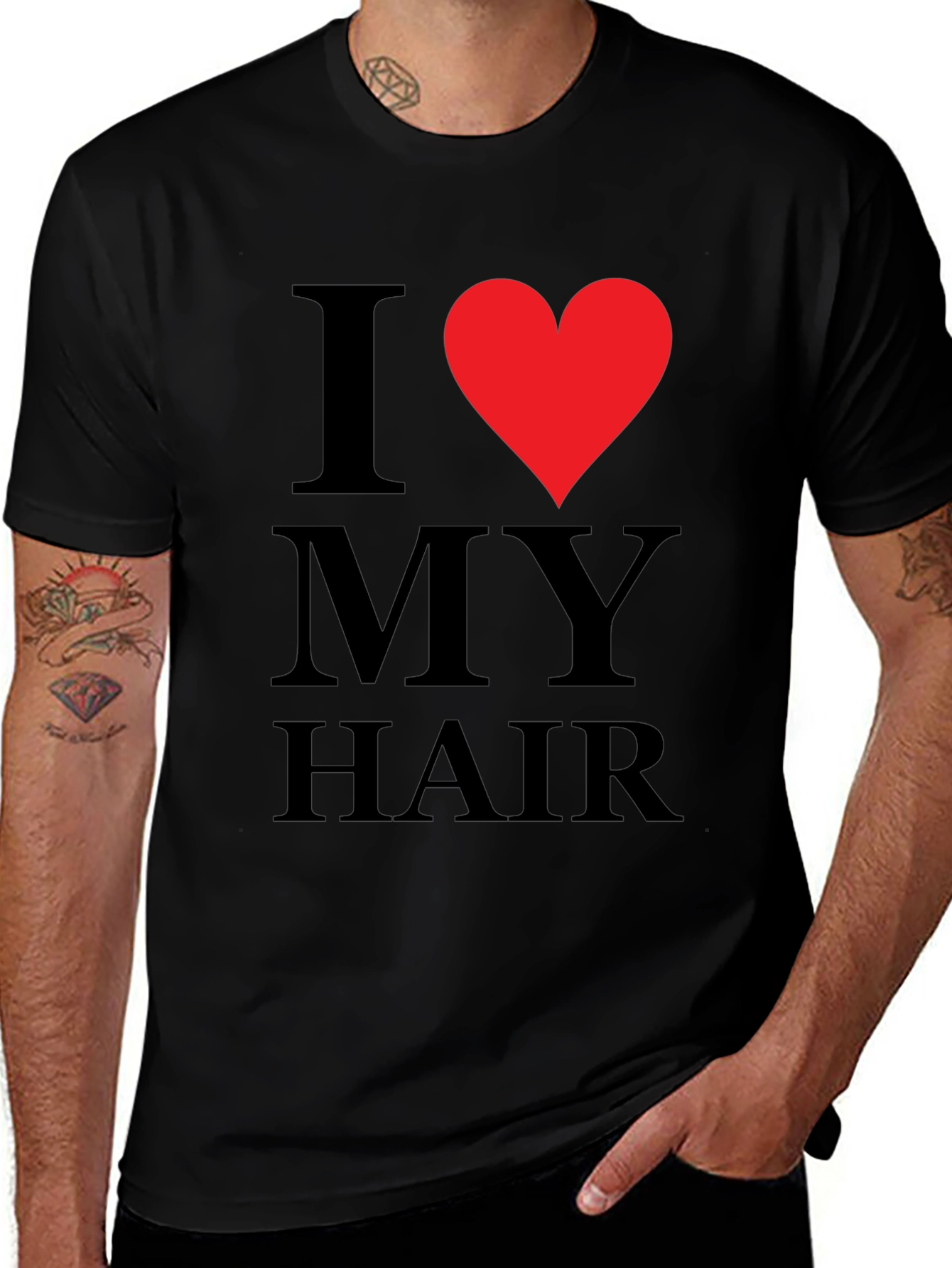 Variant 26 of I Heart My Hair Graphic Tee - Men's Black T-Shirt