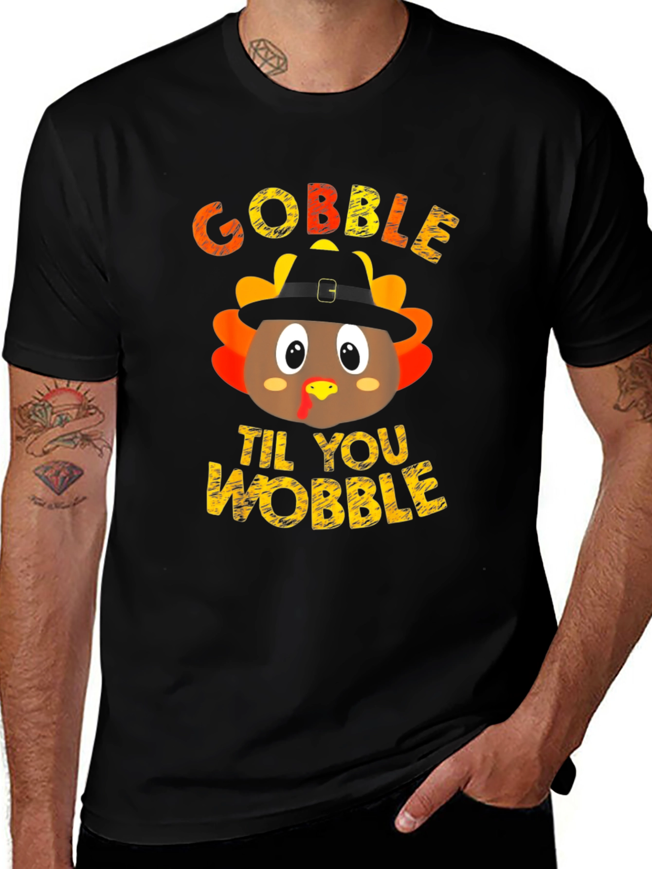 Gobble 'Til You Wobble Thanksgiving Turkey Graphic Tee