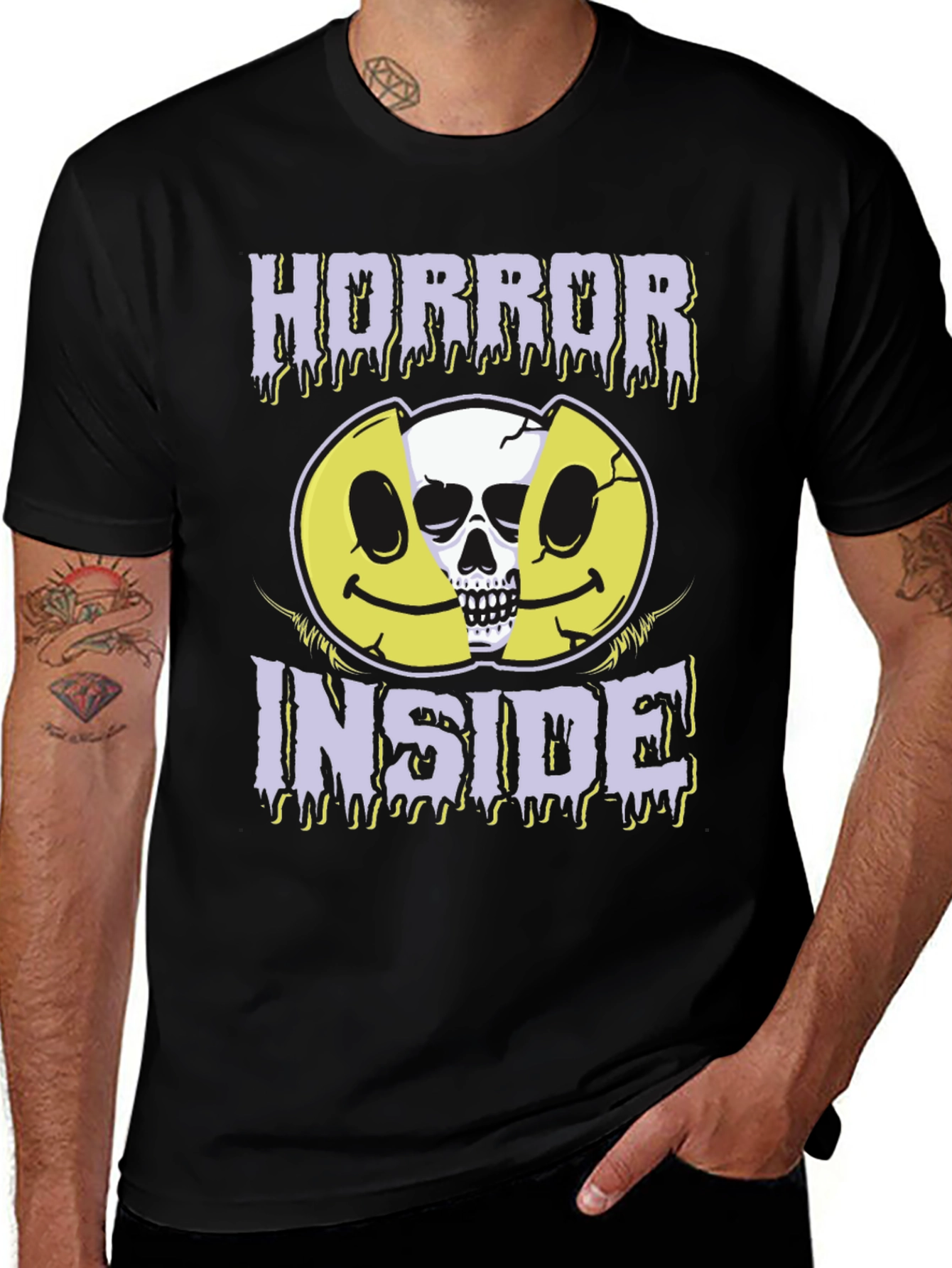 Variant 23 of Horror Inside Graphic T-Shirt - Skull Smiley Face Tee