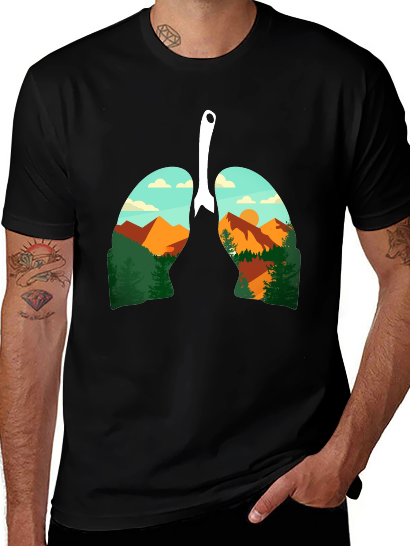 Variant 4 of Lungs Nature Graphic Tee - Black