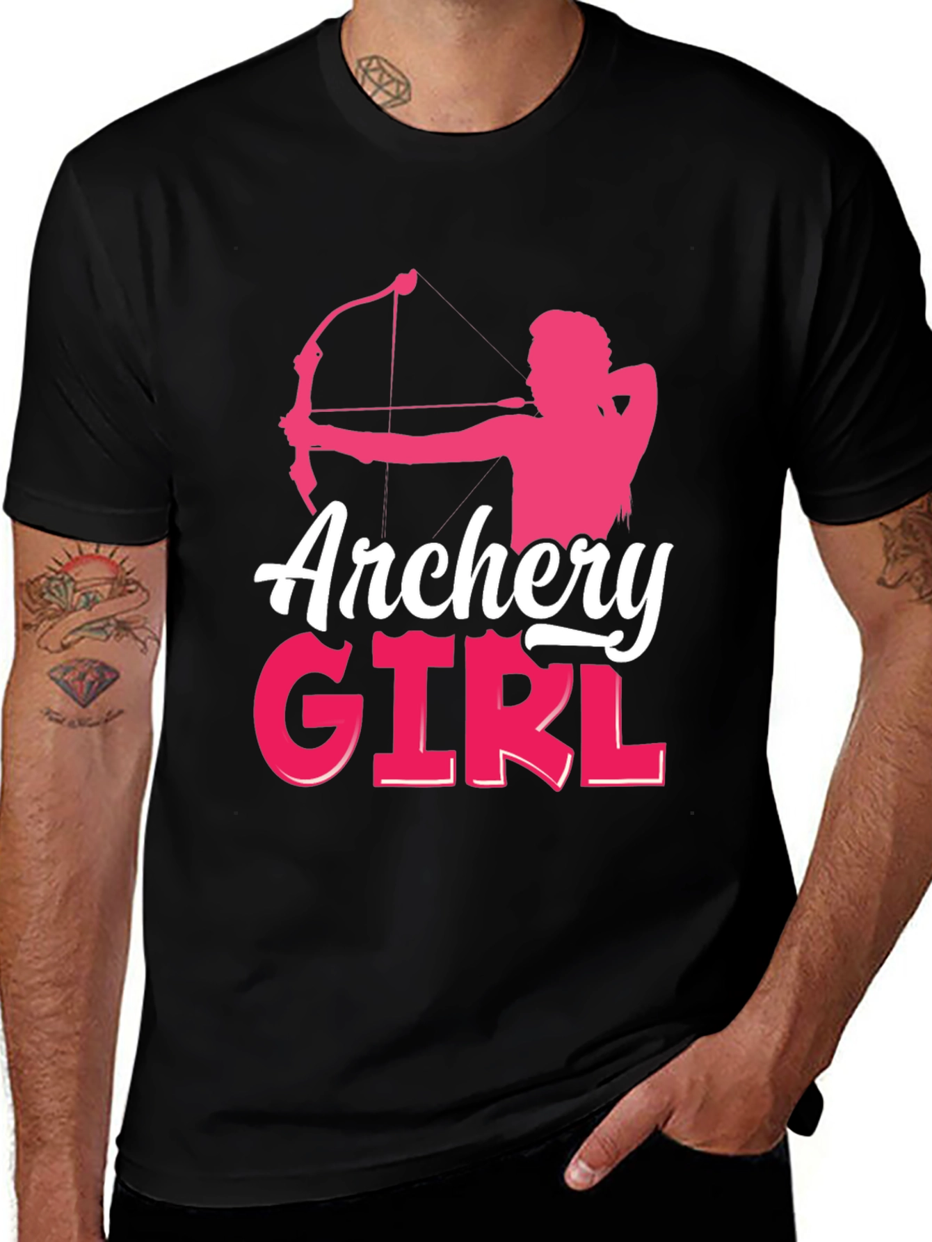 Variant 8 of Archery Girl Graphic T-Shirt - Pink Silhouette Archer Tee