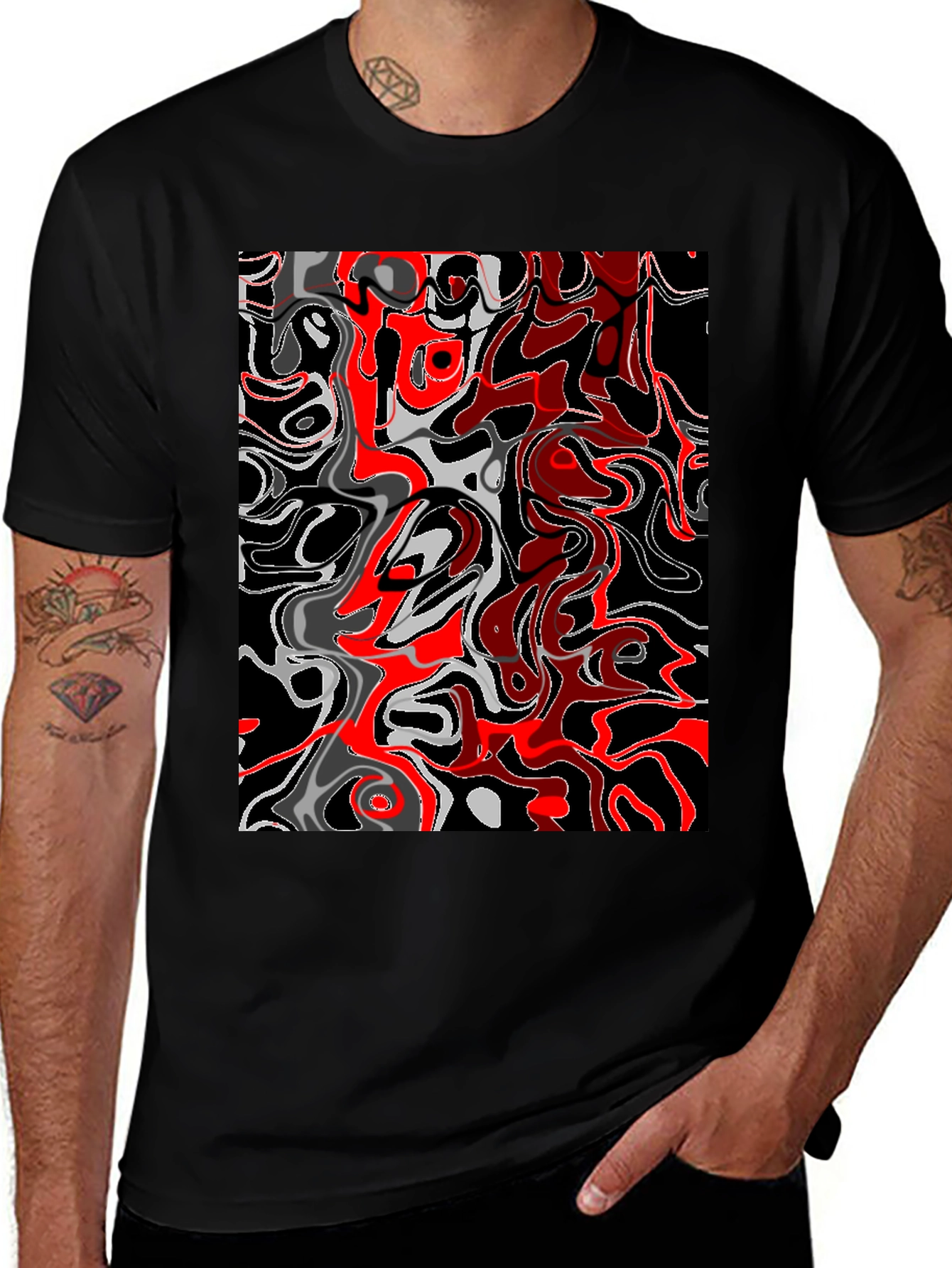 Variant 3 of Abstract Swirl Graphic Tee - Modern Art Shirt