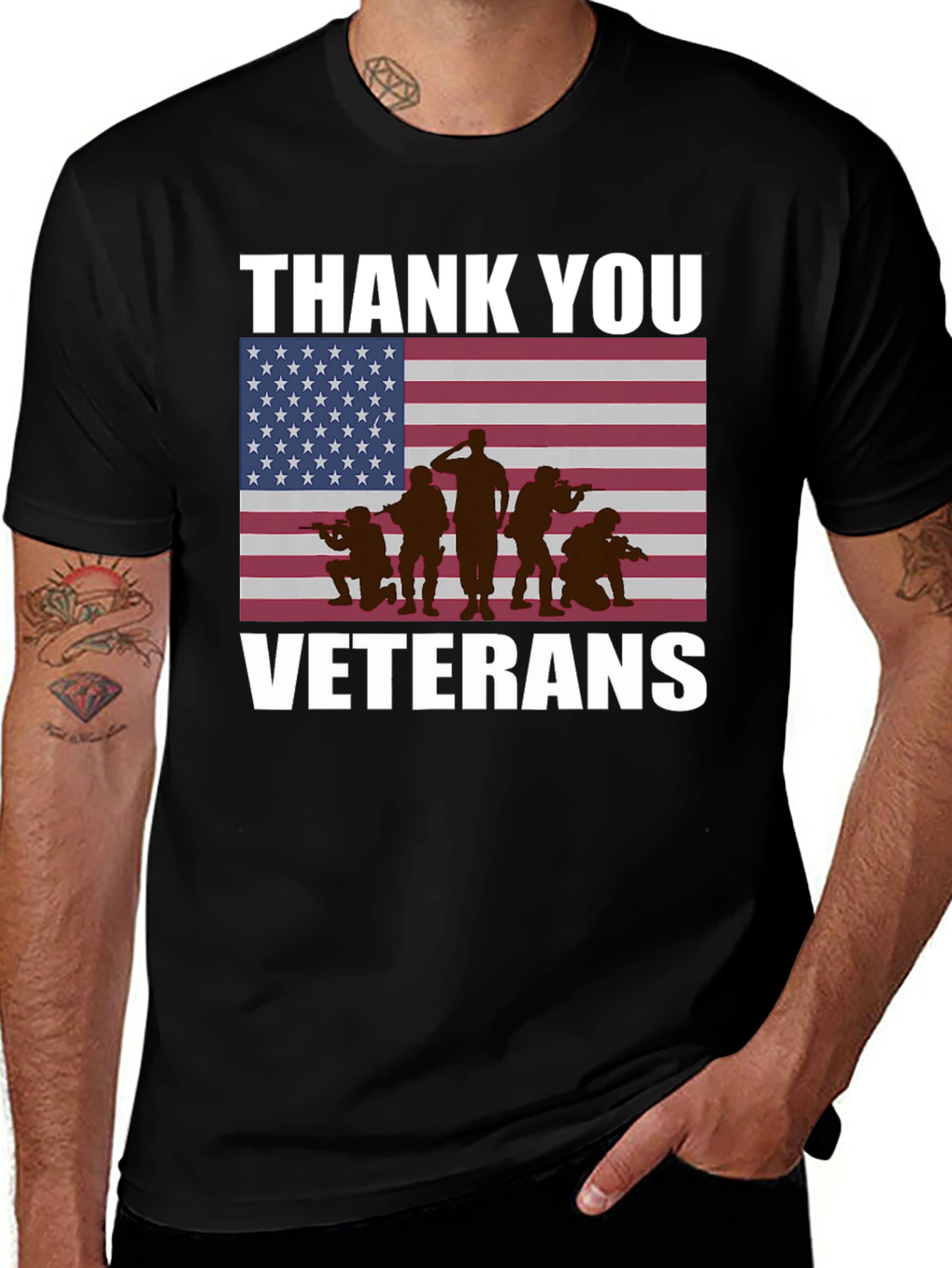 Variant 17 of Thank You Veterans T-Shirt - Patriotic American Flag Design