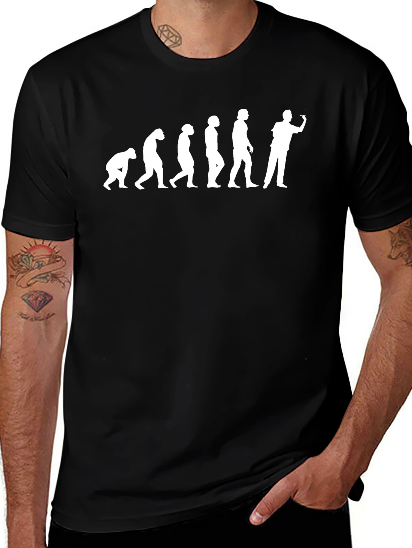 Variant 15 of Evolution of Man Dart Player T-Shirt - Black