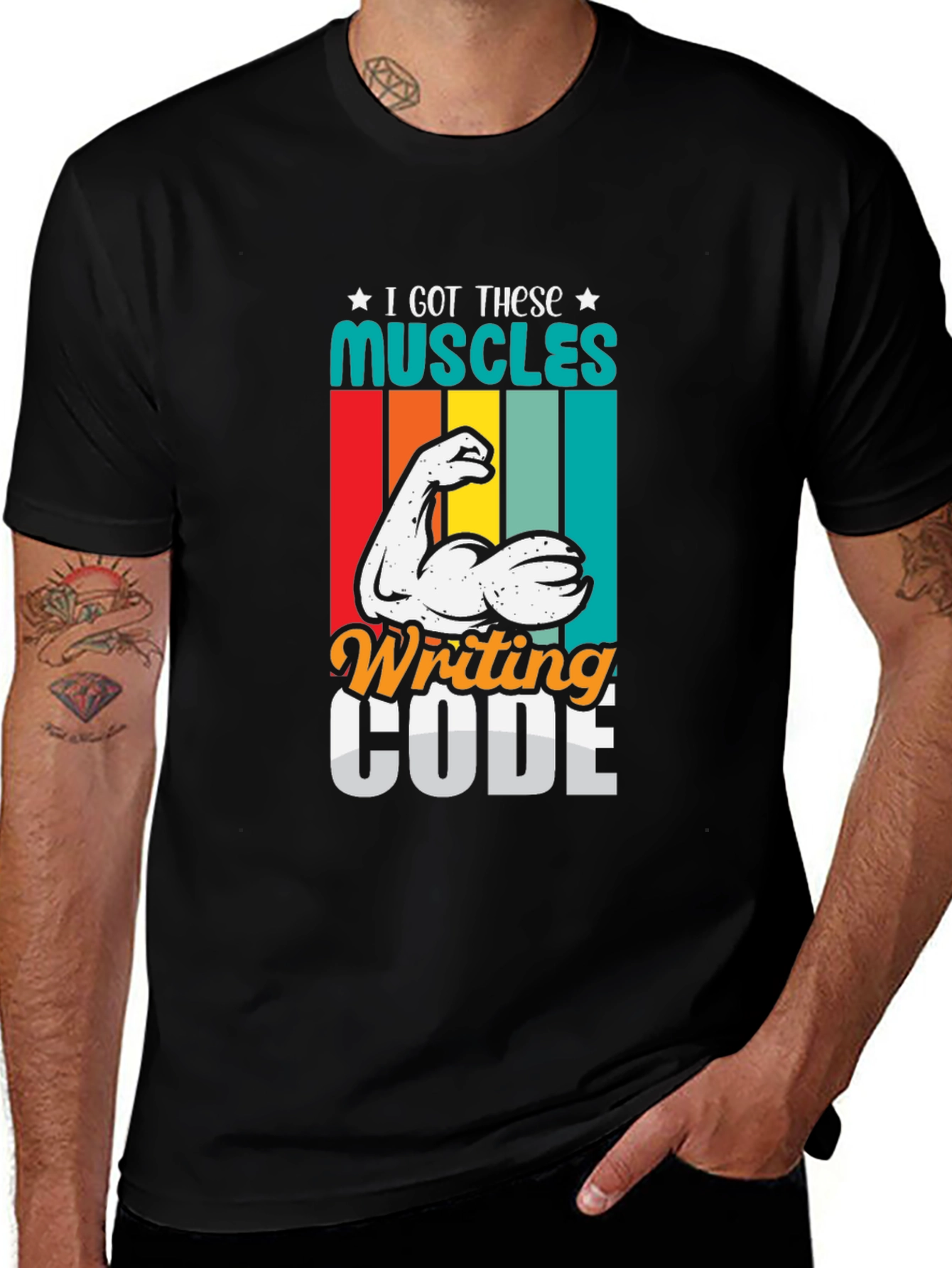 Variant 29 of Code Muscles Black Graphic Tee