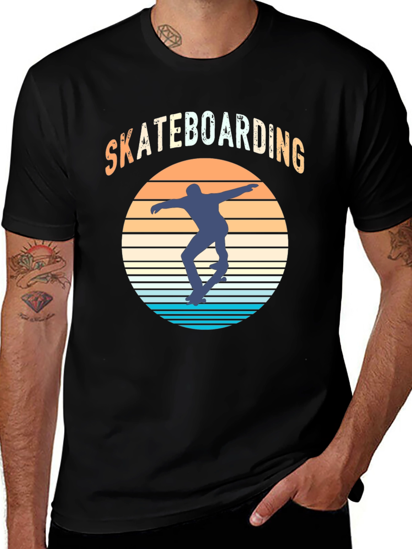 Variant 4 of Skateboarding Sunset Graphic Tee - Retro Style