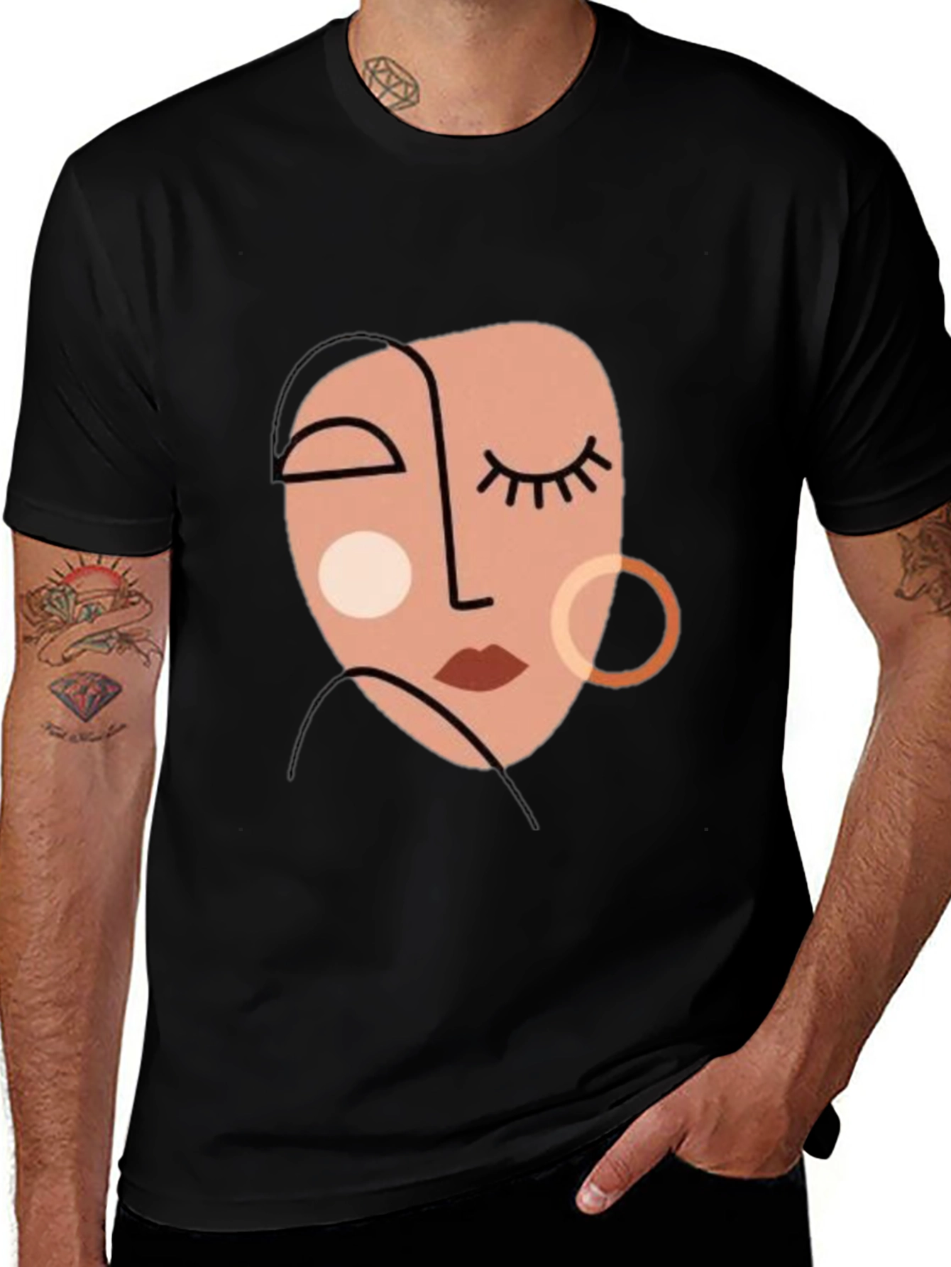 Variant 11 of Abstract Face Graphic Tee - Modern Art T-Shirt
