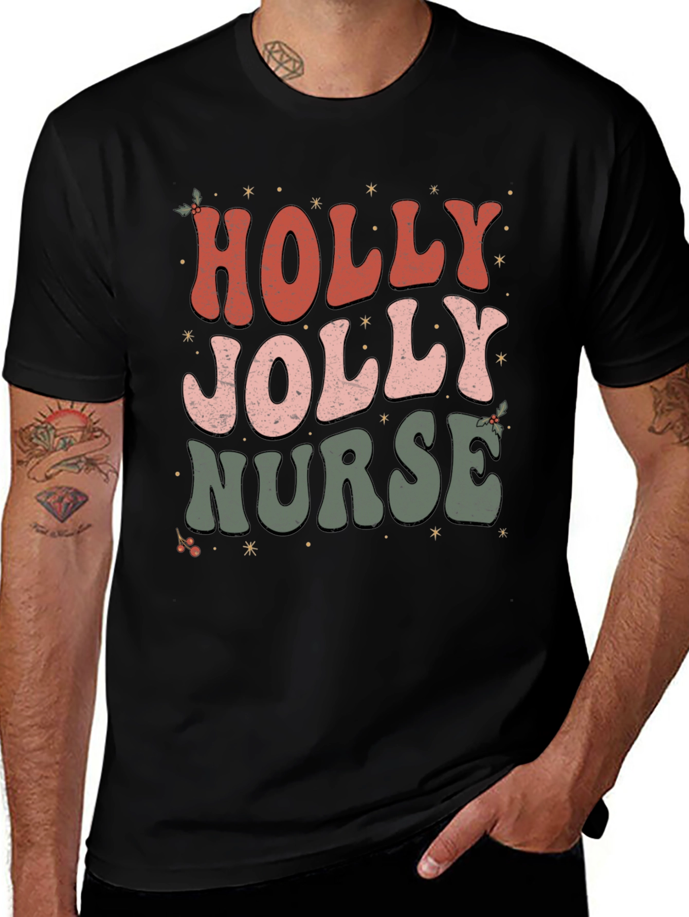Holly Jolly Nurse Christmas T-Shirt