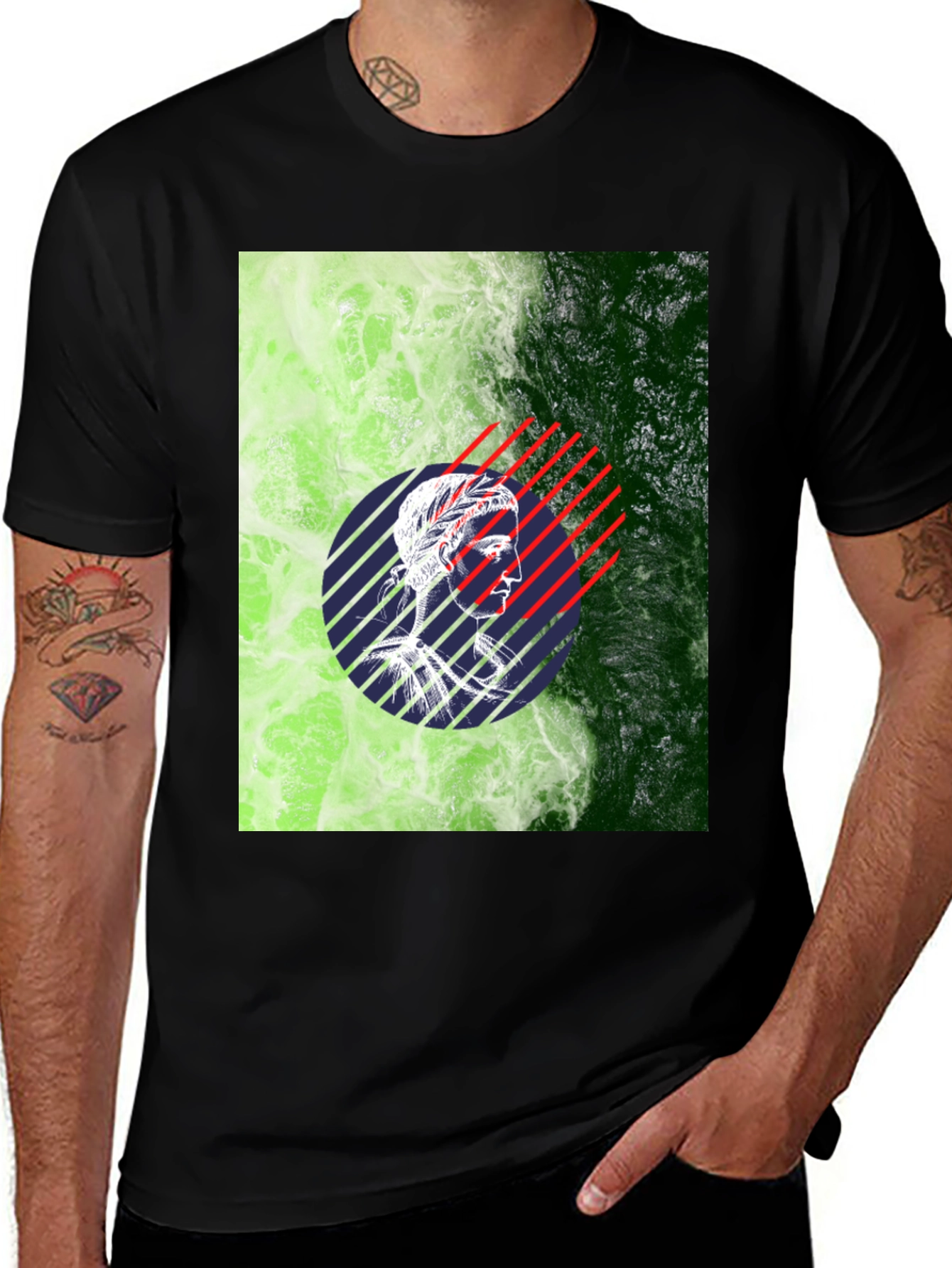 Variant 23 of Artistic Graphic Tee - Roman Bust Design