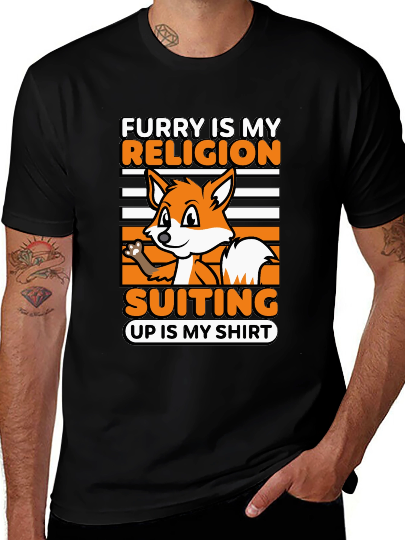 Variant 23 of Furry Is My Religion Suiting Up T-Shirt