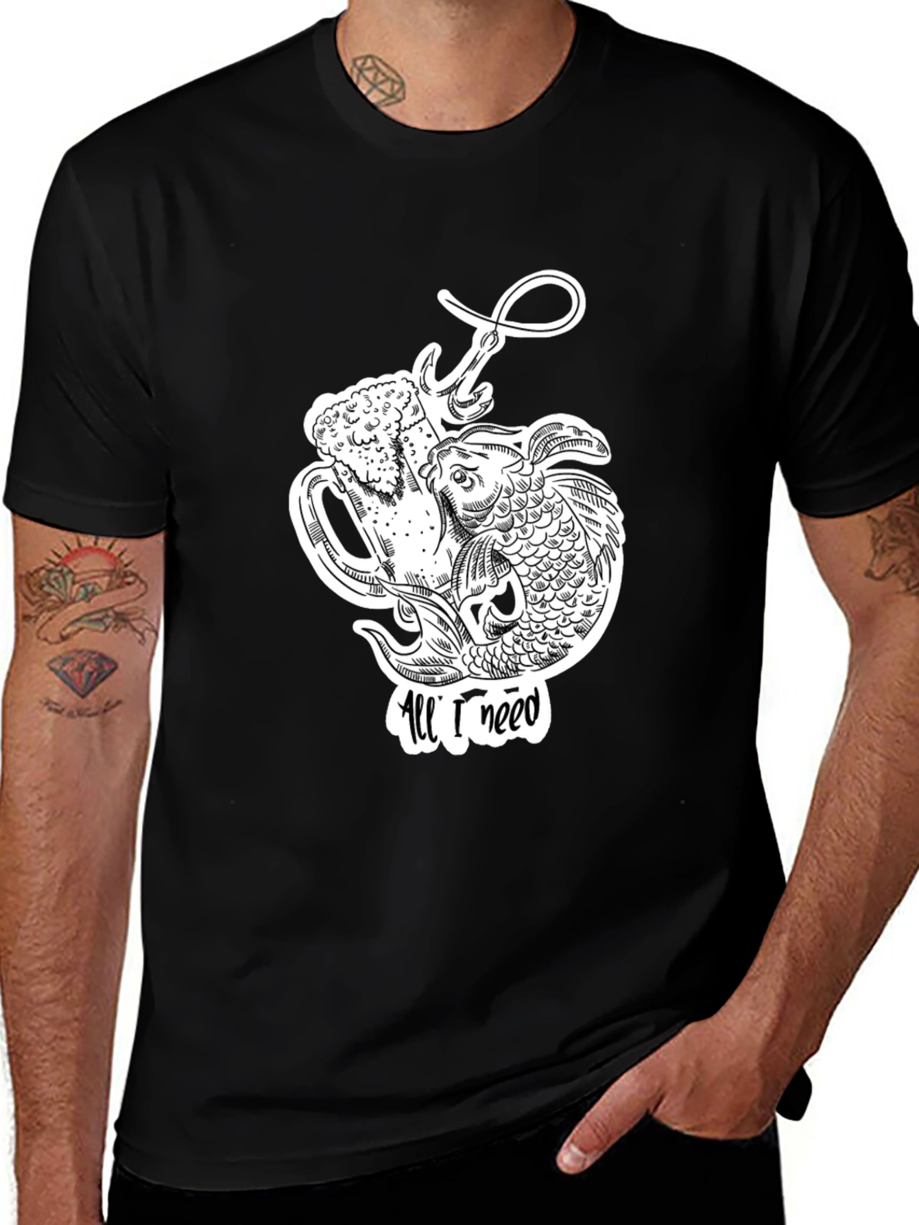 Variant 21 of Koi Fish & Beer T-Shirt - All I Need Graphic Tee