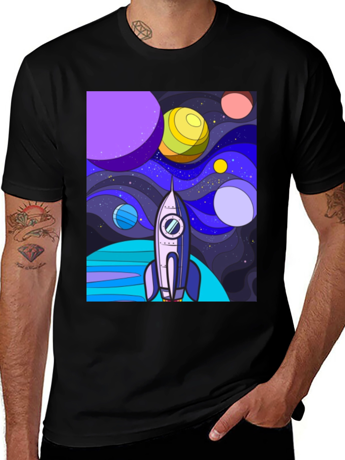 Variant 26 of Cosmic Rocket Graphic Tee - Space Adventure T-Shirt