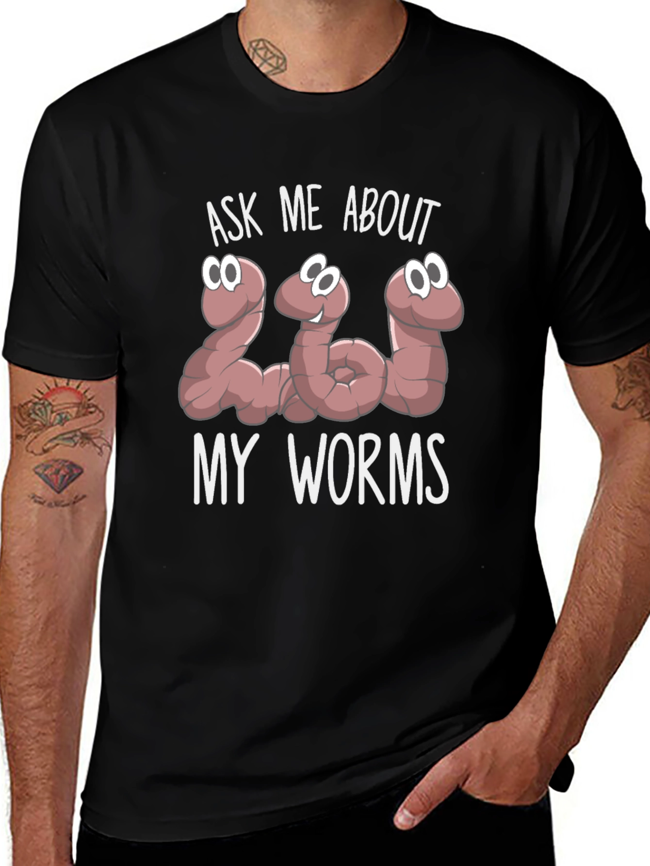 Ask Me About My Worms Funny Graphic T-Shirt