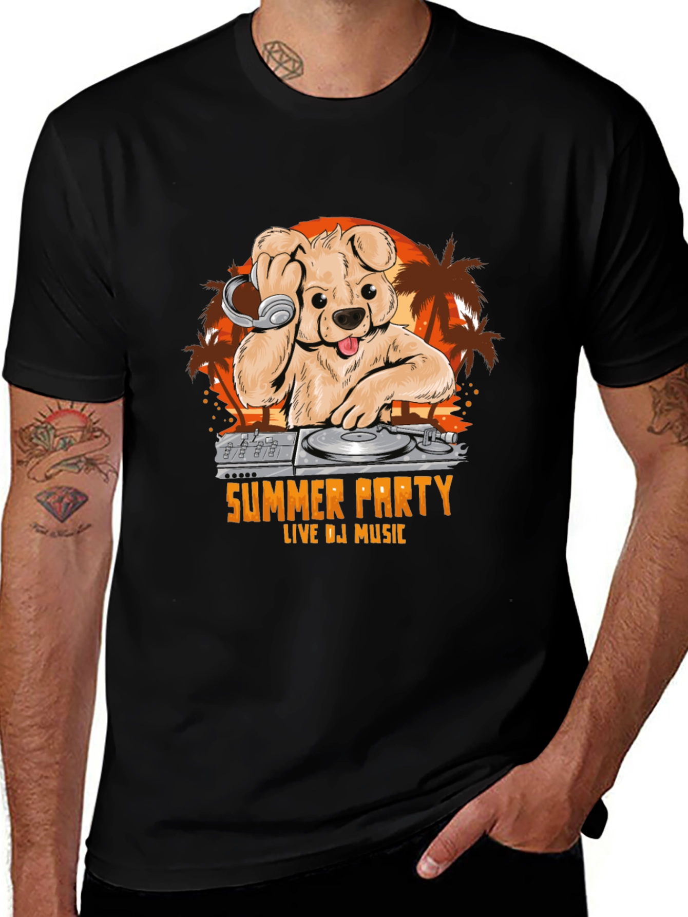 Variant 23 of Summer Party DJ Bear Graphic T-Shirt