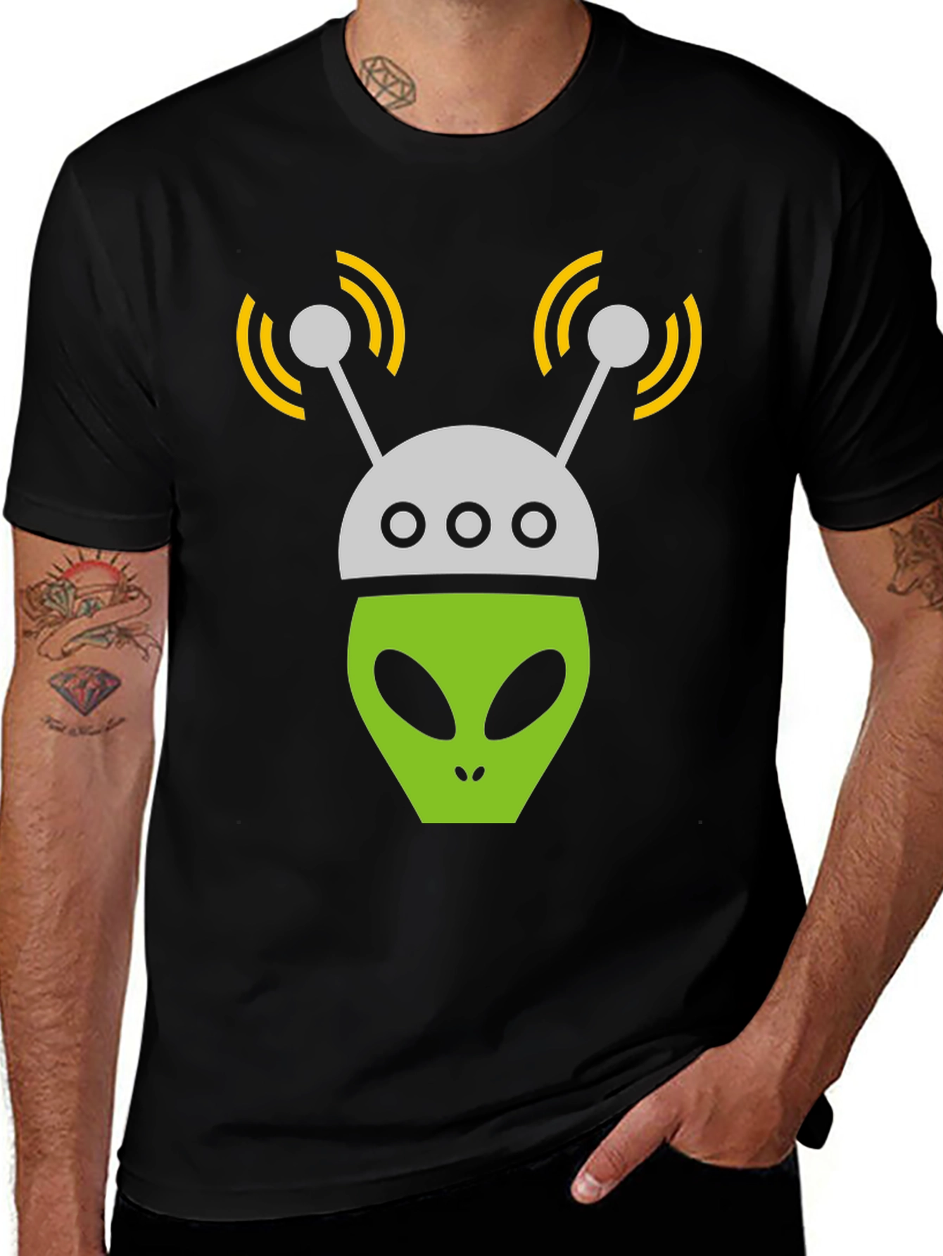 Variant 29 of Alien Head Graphic Tee - Black T-Shirt