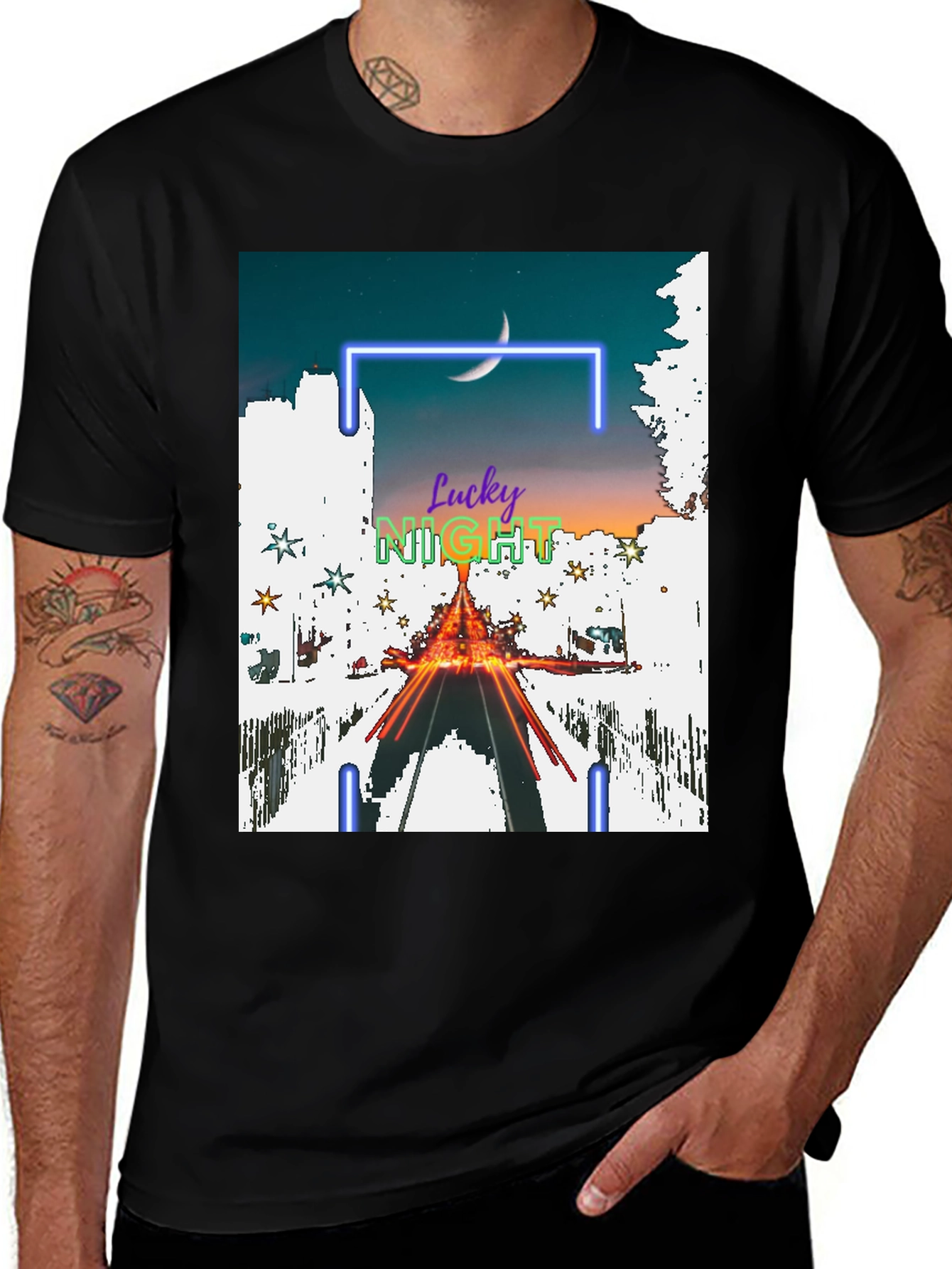 Lucky Night Cityscape Graphic Tee