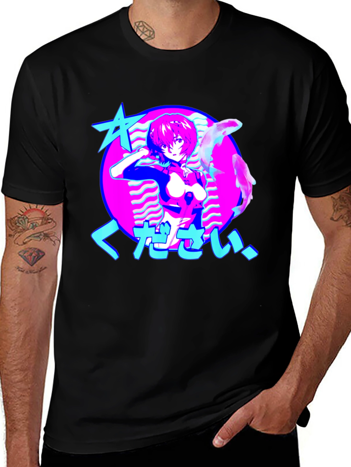Anime Girl Graphic Tee - Retro Vaporwave Design