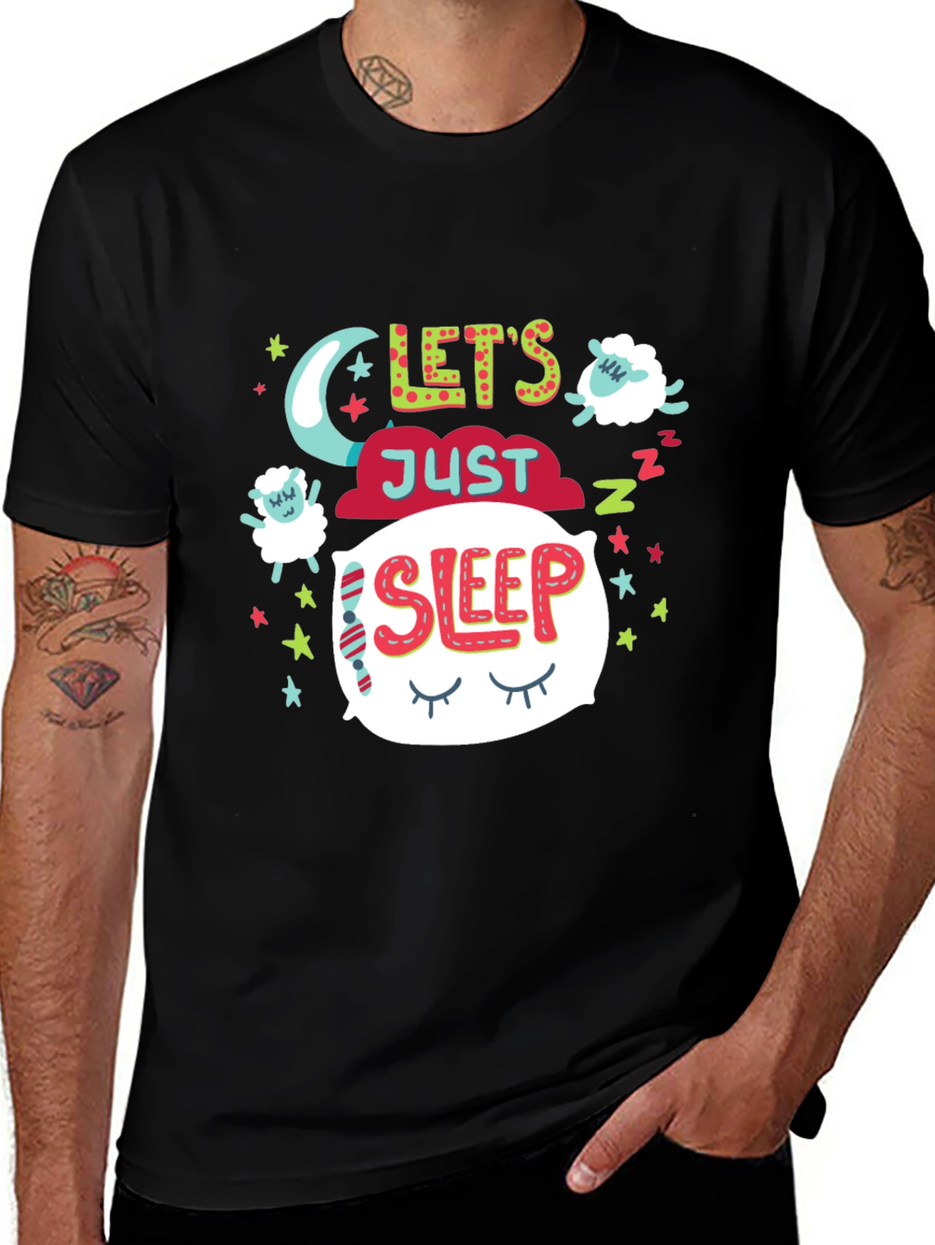 Variant 8 of Sleepy Sheep Men's Black Graphic Tee