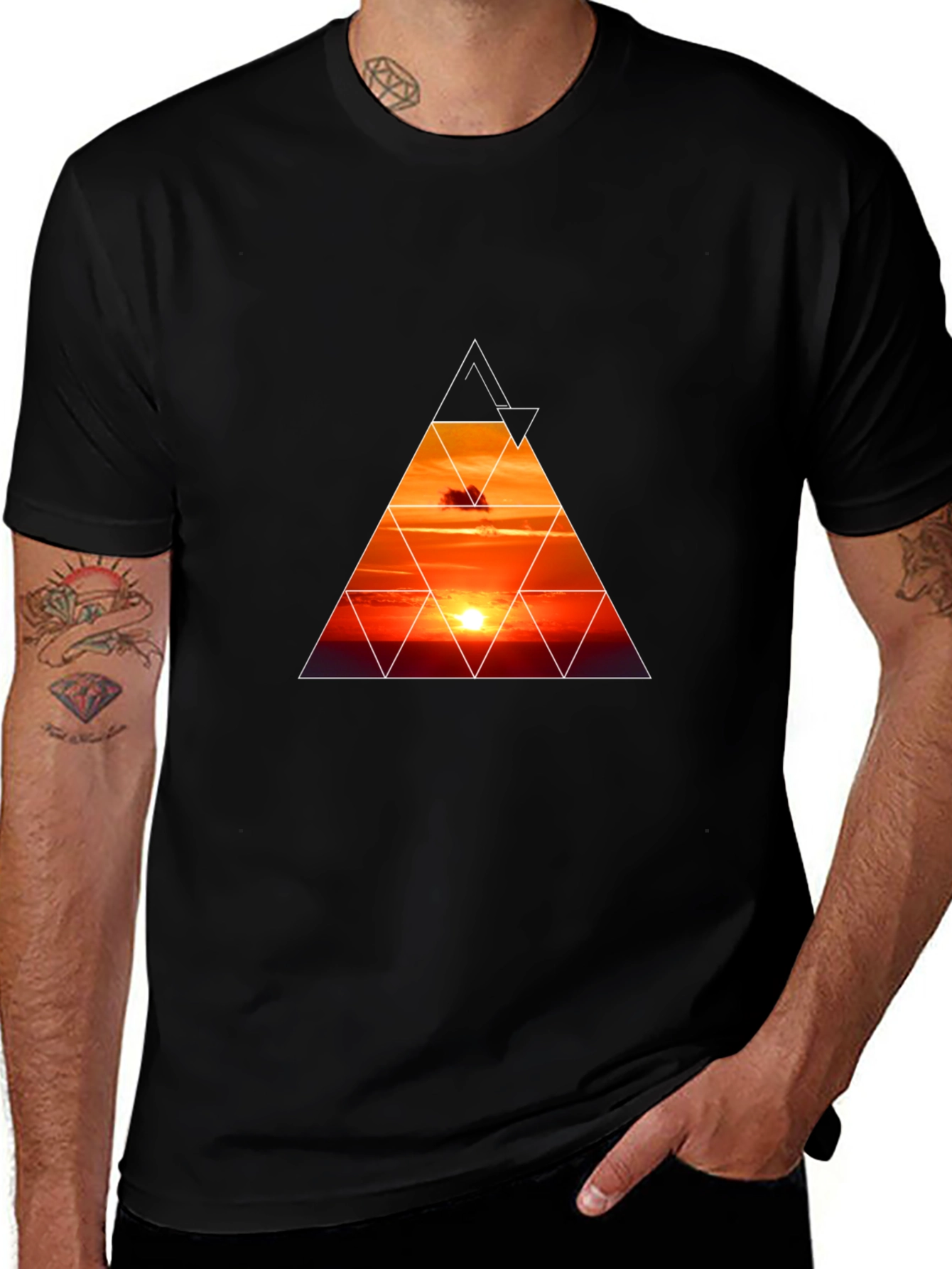 Variant 23 of Sunset Triangle Graphic Tee - Trendy Casual Wear